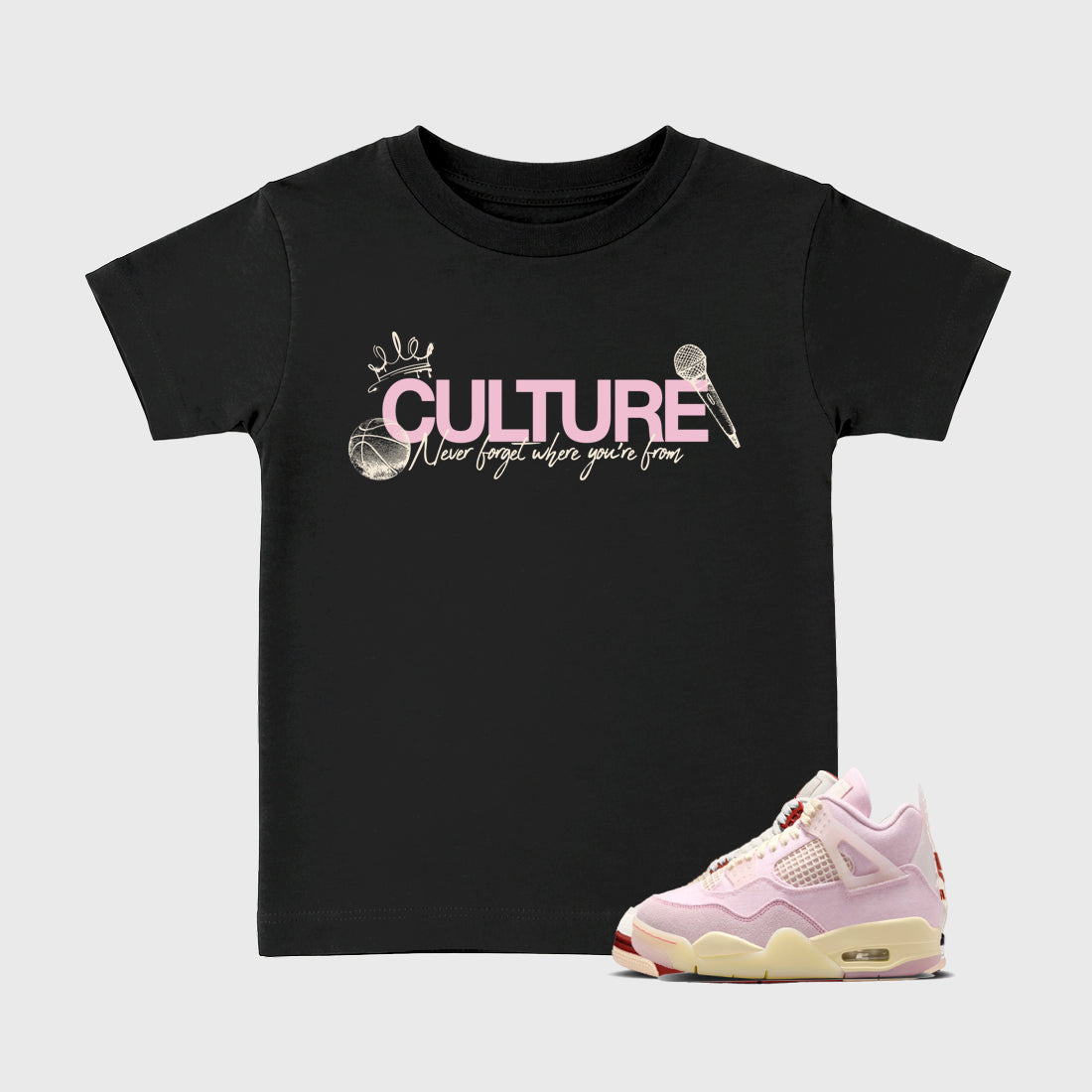 Sneaker match tees – Sneaker Tees To Match Air Jordan 4 Iced Carmine Shoes – Culture Kids T-Shirt Black 1