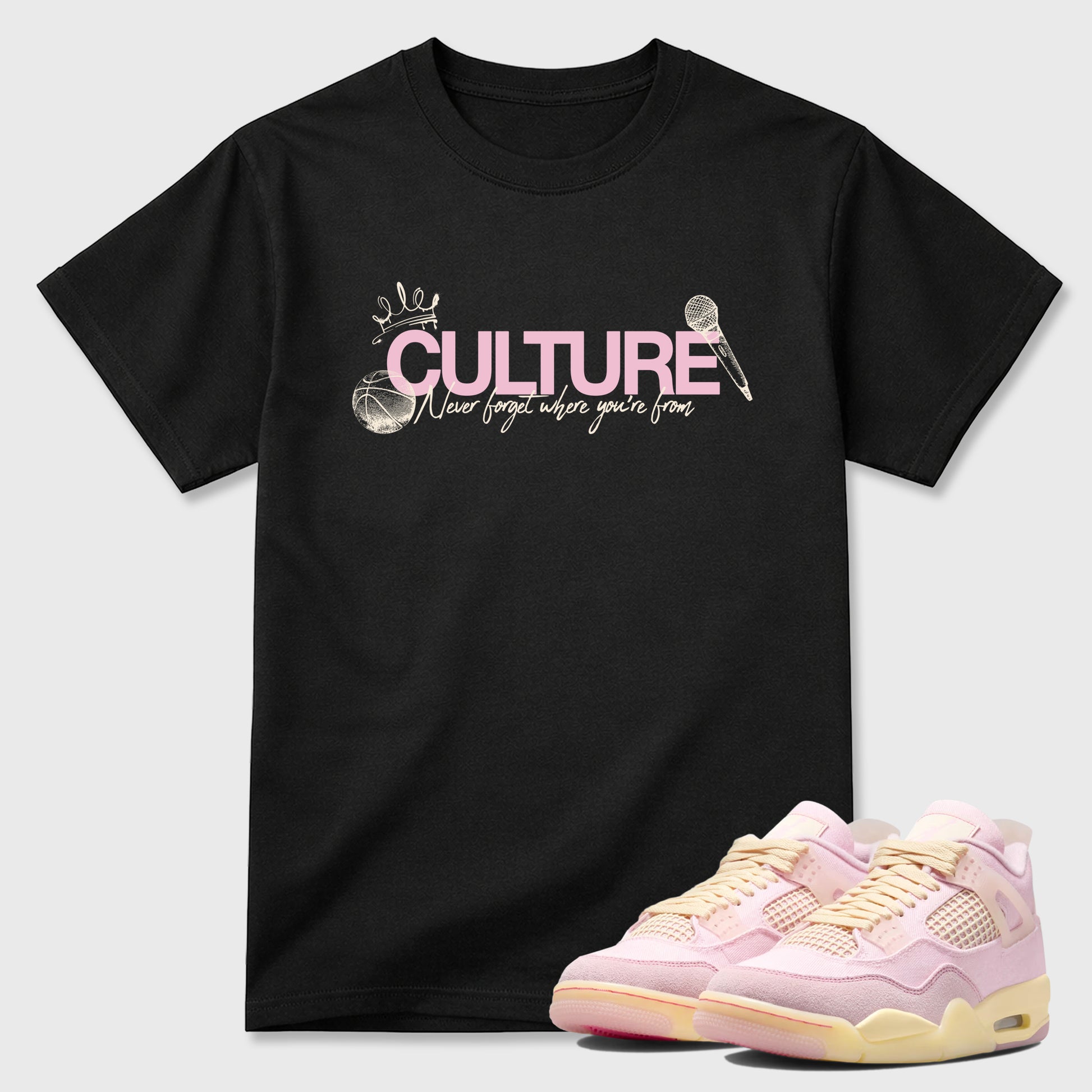 Sneaker match tees – Sneaker Tees To Match Air Jordan 4 Iced Carmine Shoes – Culture Tee Black 1
