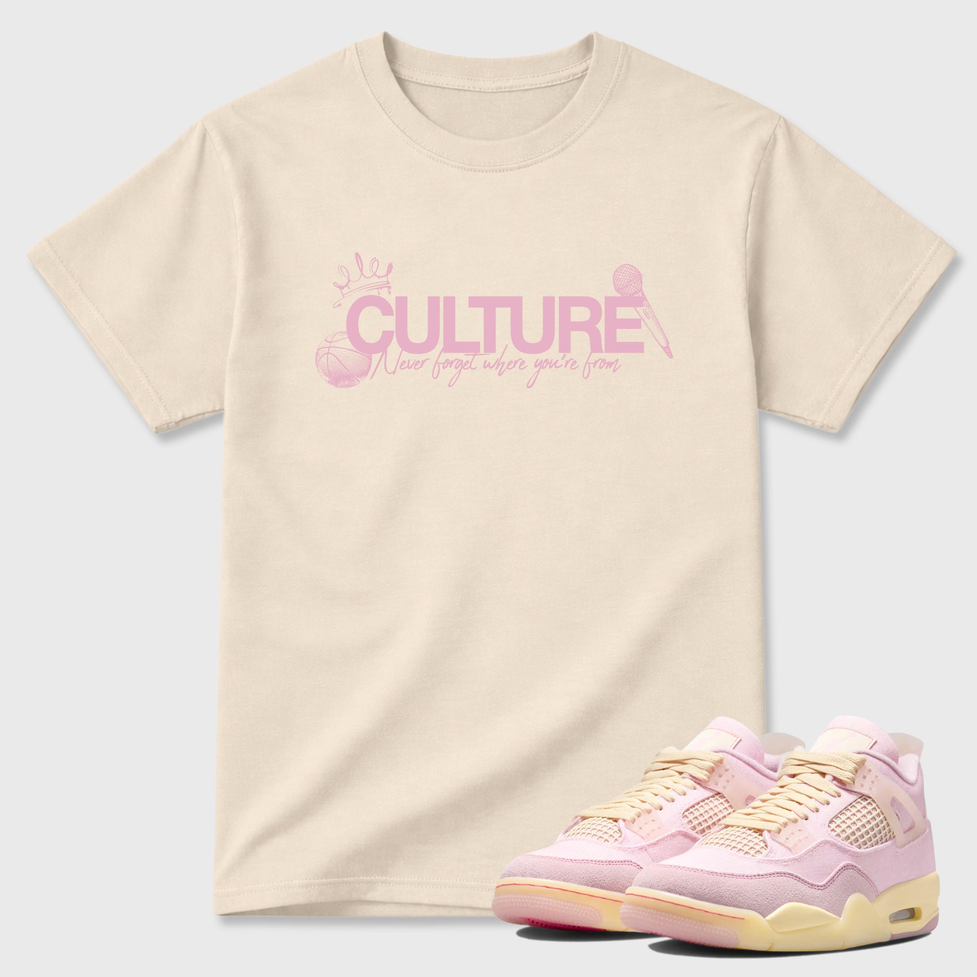 Sneaker match tees – Sneaker Tees To Match Air Jordan 4 Iced Carmine Shoes – Culture Tee Natural 1