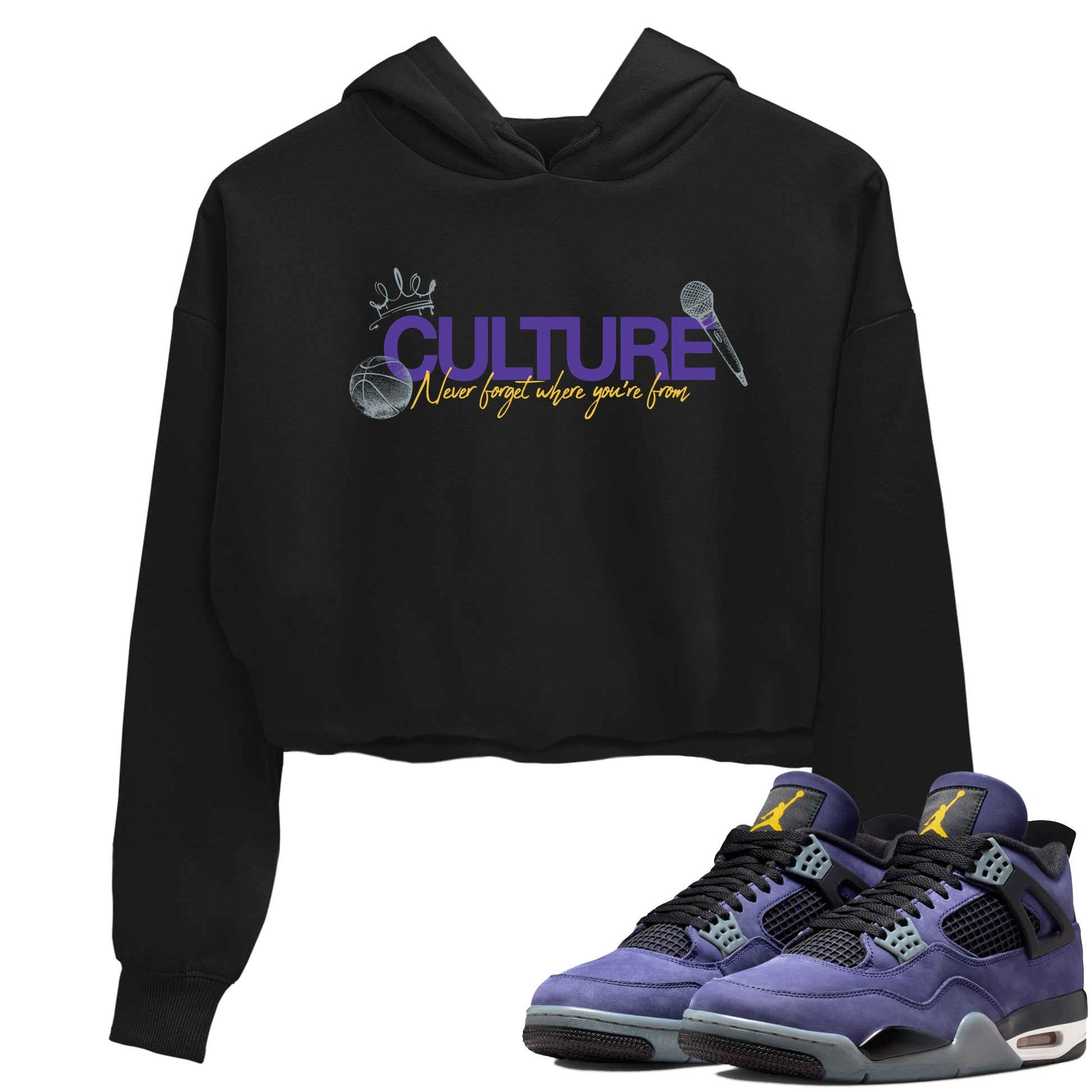 Sneaker match tees – Sneaker Tees To Match Air Jordan 4 Lakeshow Shoes – Culture Crop T-Shirt Black 1
