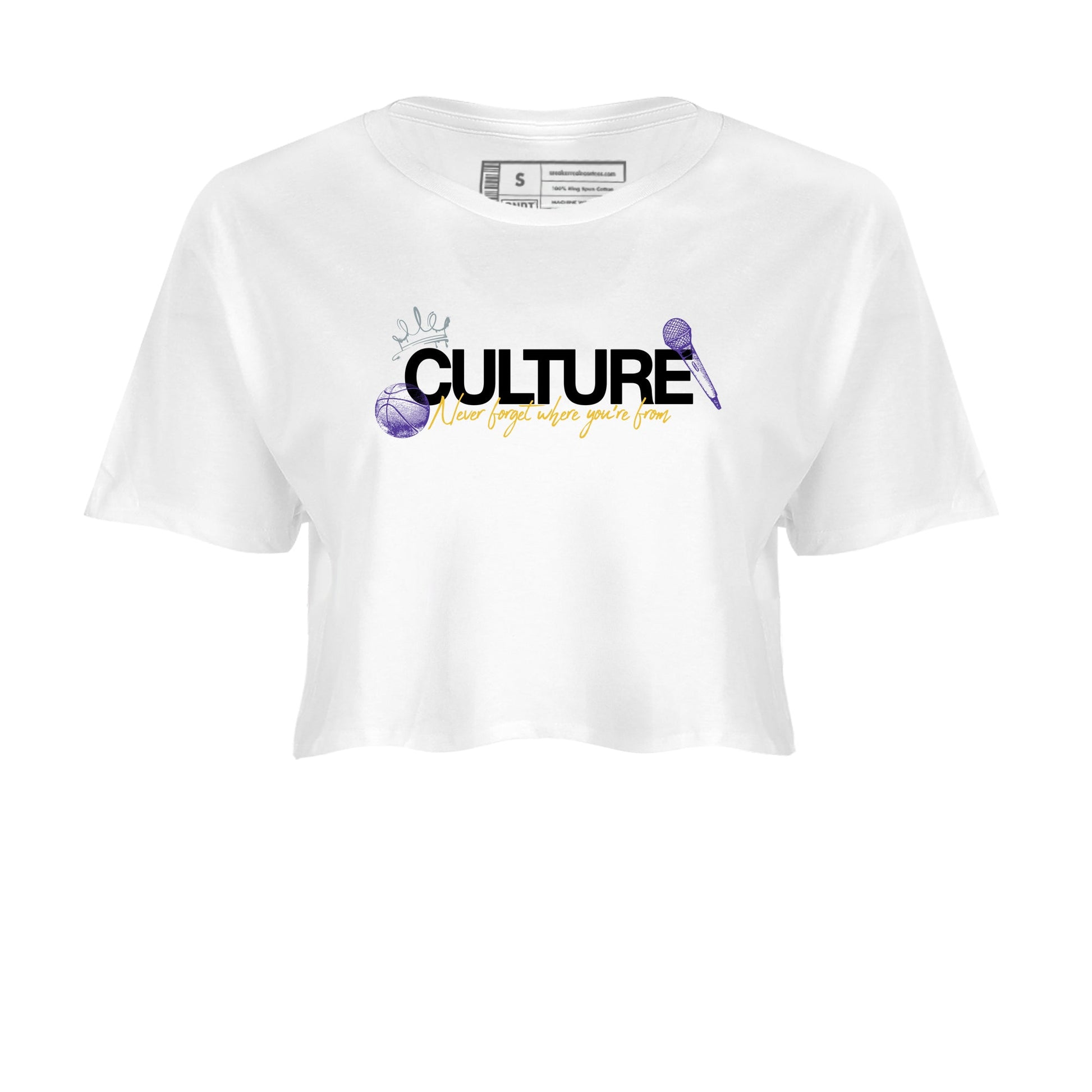 Sneaker match tees – Sneaker Tees To Match Air Jordan 4 Lakeshow Shoes – Culture Crop T-Shirt White 2