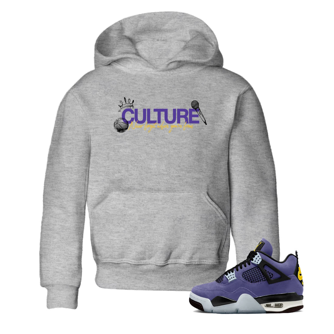 Sneaker match tees – Sneaker Tees To Match Air Jordan 4 Lakeshow Shoes – Culture Kids T-Shirt Heather Grey 1