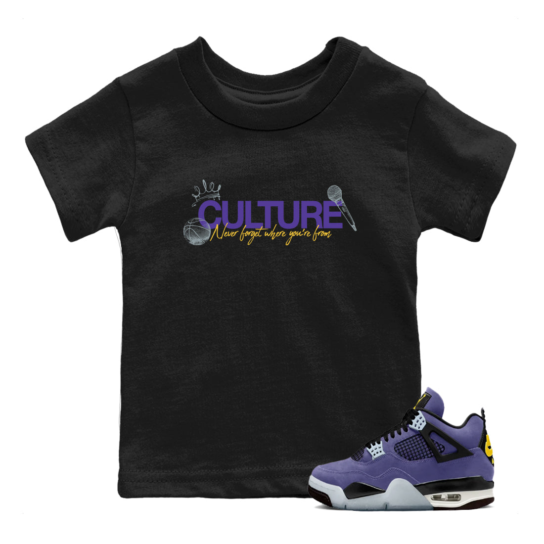 Sneaker match tees – Sneaker Tees To Match Air Jordan 4 Lakeshow Shoes – Culture Kids T-Shirt Black 1