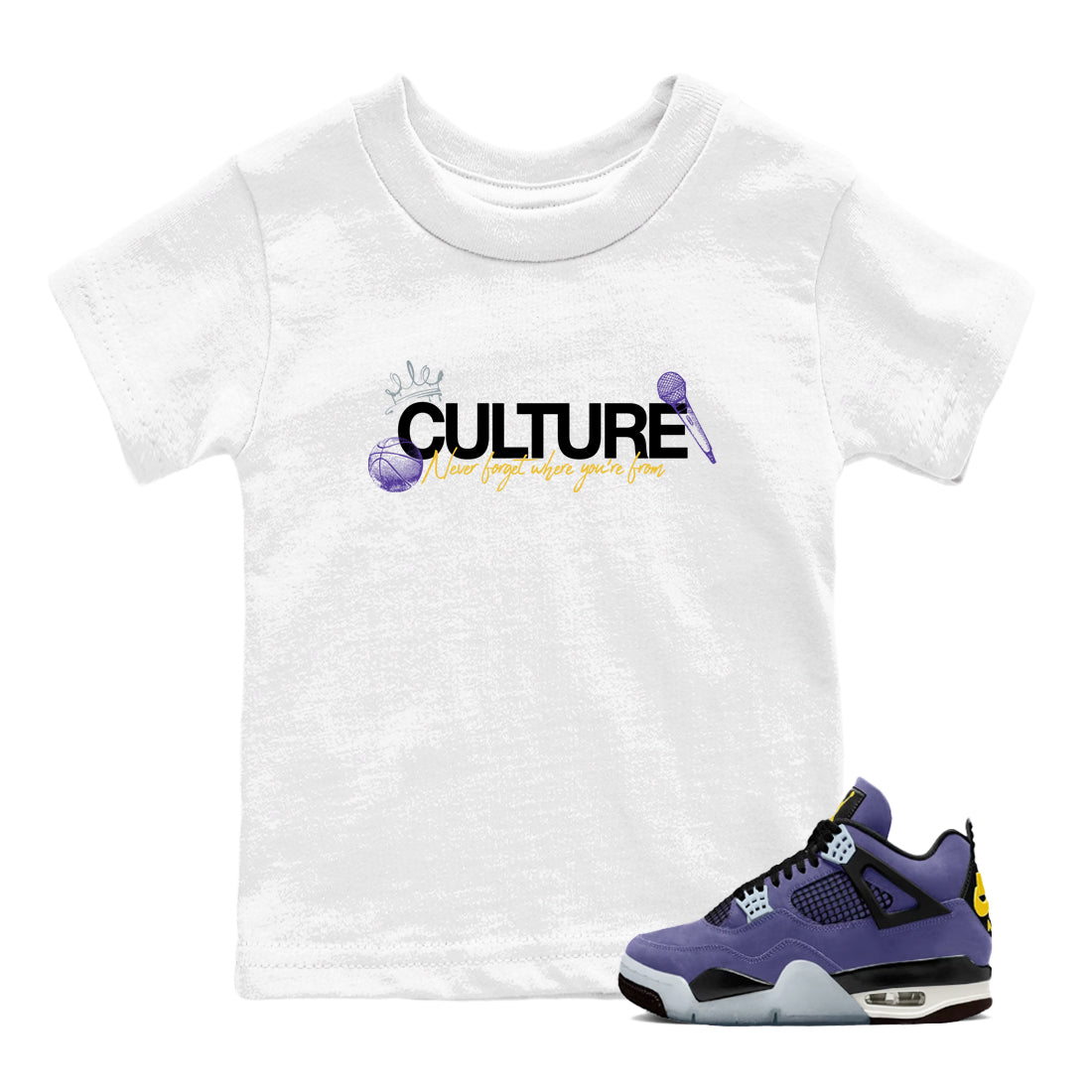Sneaker match tees – Sneaker Tees To Match Air Jordan 4 Lakeshow Shoes – Culture Kids T-Shirt White 1