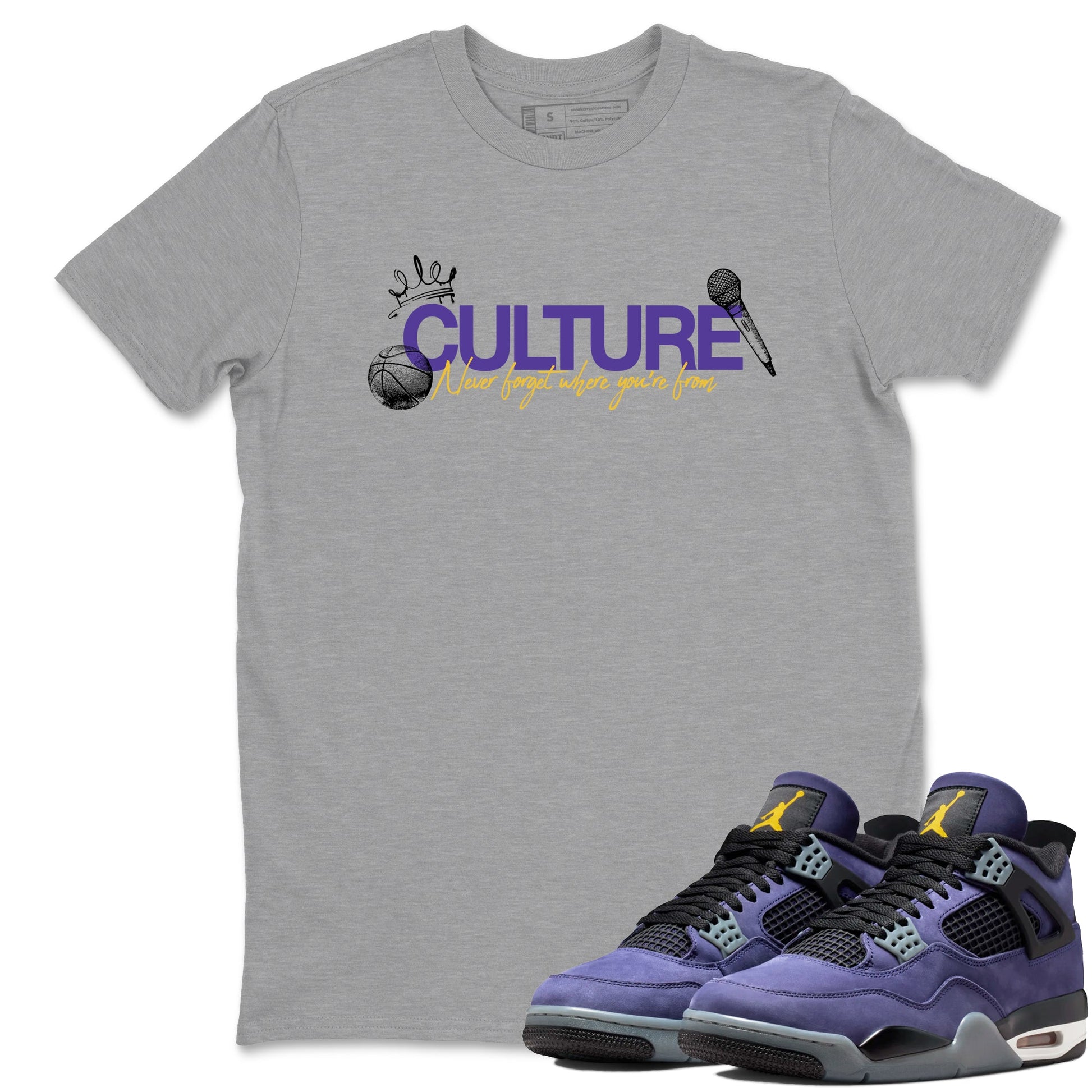 Sneaker match tees – Sneaker Tees To Match Air Jordan 4 Lakeshow Shoes – Culture Tee Heather Grey 1