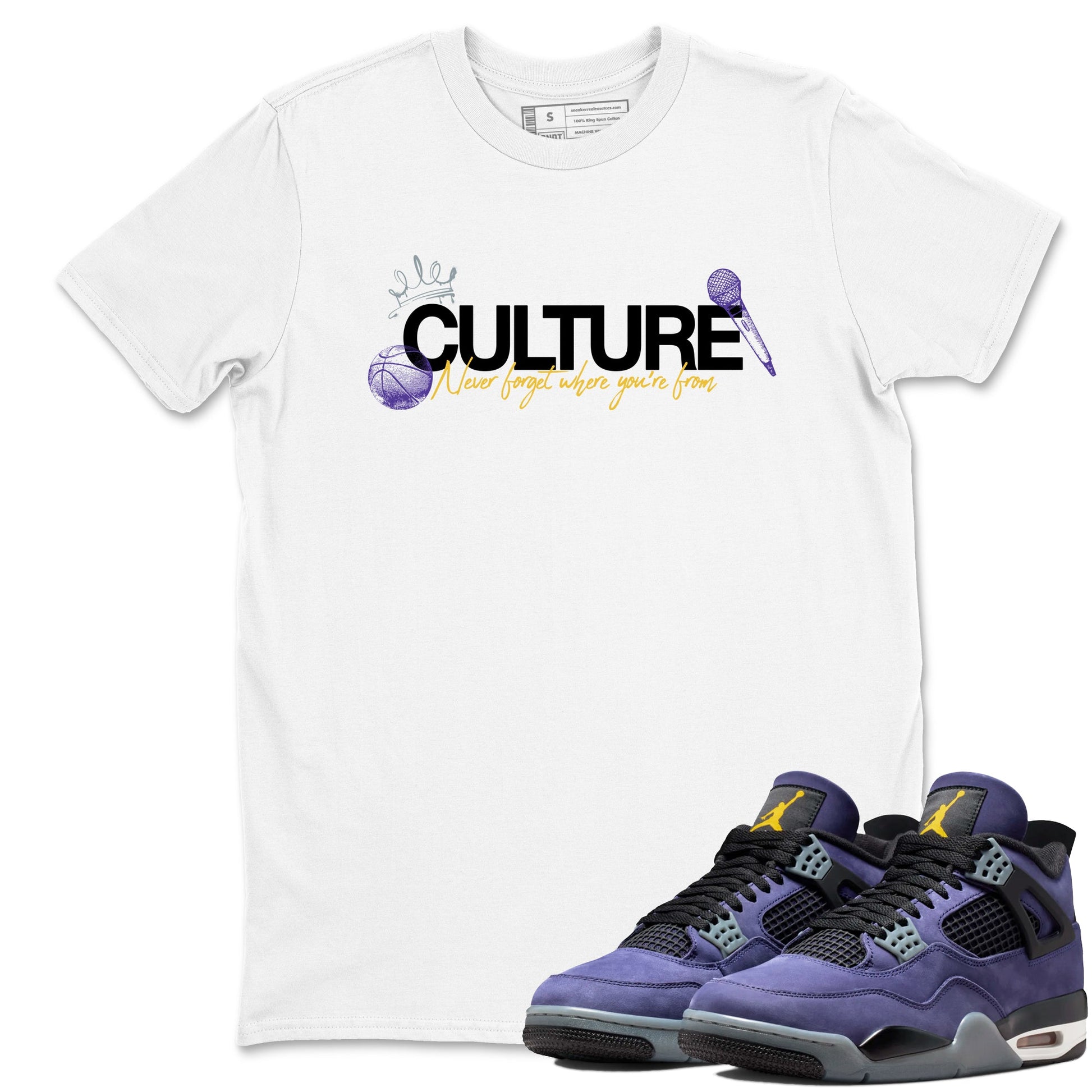 Sneaker match tees – Sneaker Tees To Match Air Jordan 4 Lakeshow Shoes – Culture Tee White 1
