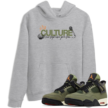 Sneaker match tees – Sneaker Tees To Match Undefeated inspired colorways Air Jordan 4 OG Olive Shoes – Culture Tee Heather Grey 1