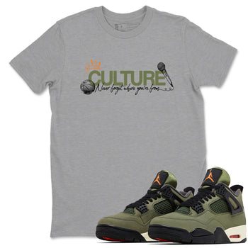 Sneaker match tees – Sneaker Tees To Match Undefeated inspired colorways Air Jordan 4 OG Olive Shoes – Culture Tee Heather Grey 1