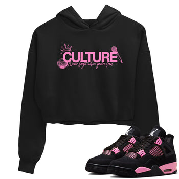 Perfect Valentine's Day Gifts graphic tee  – Sneaker Tees To Match Air Jordan 4 Pink Thunder – Culture Crop T-Shirt Black 1