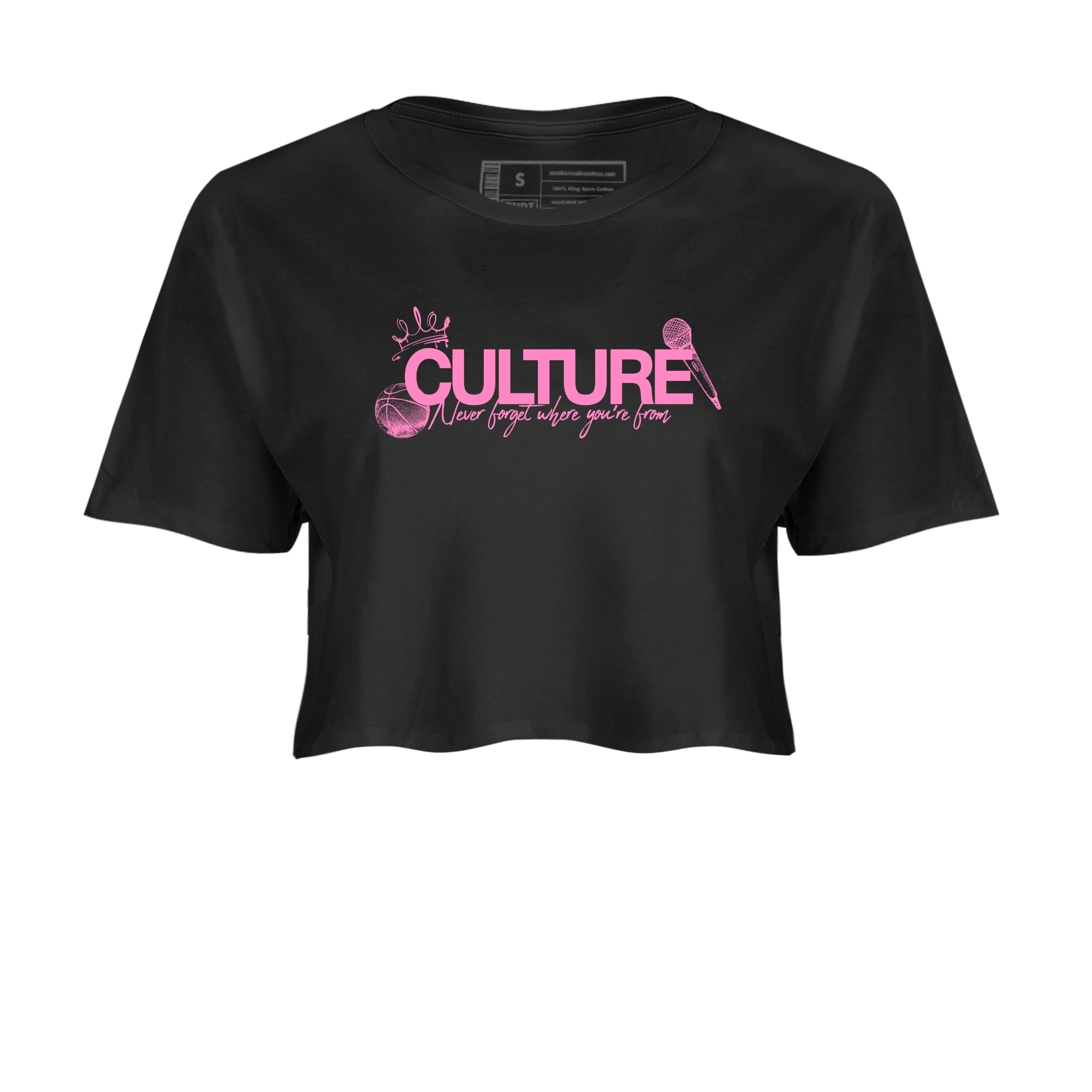 Perfect Valentine's Day Gifts graphic tee  – Sneaker Tees To Match Air Jordan 4 Pink Thunder – Culture Crop T-Shirt Black 2