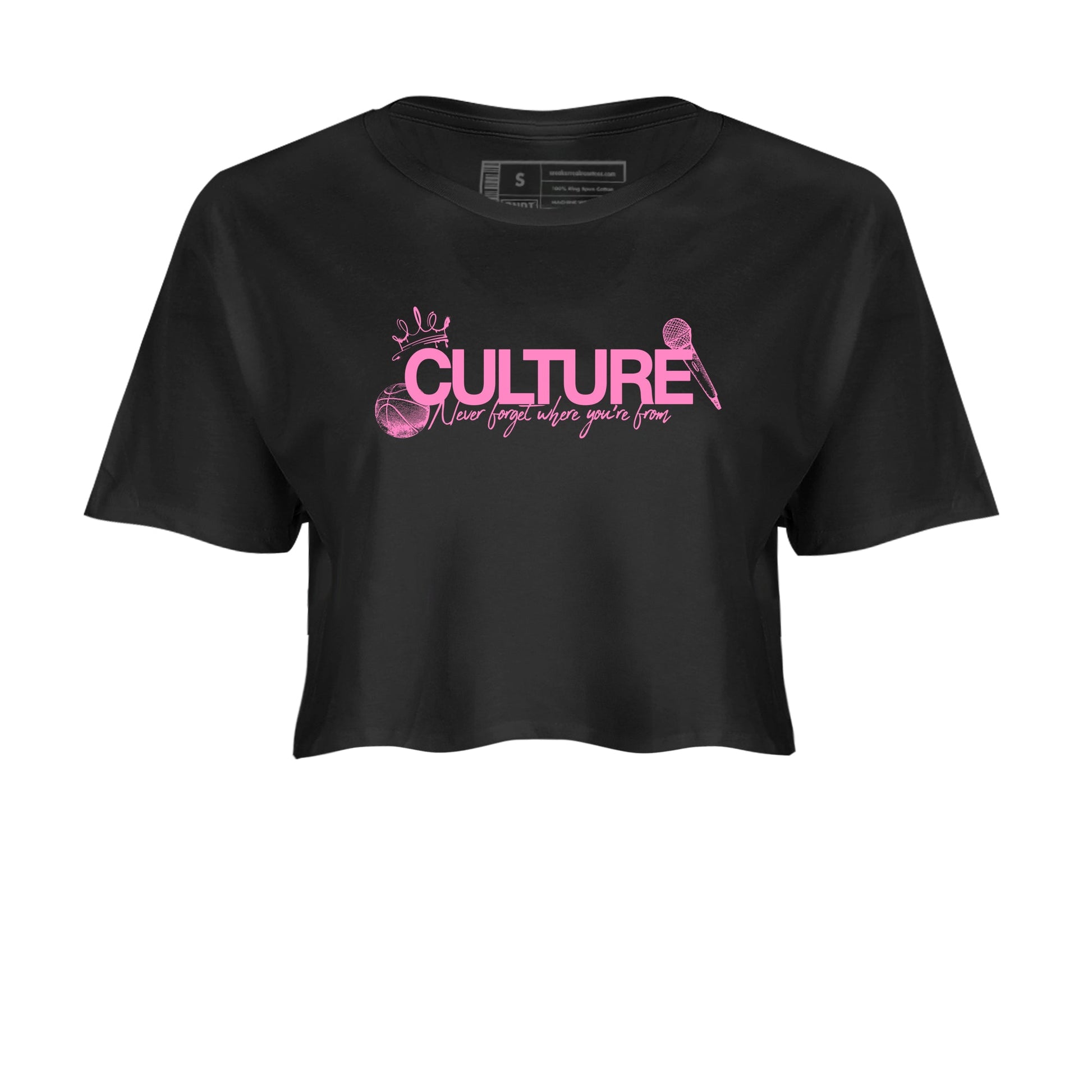 Perfect Valentine's Day Gifts graphic tee  – Sneaker Tees To Match Air Jordan 4 Pink Thunder – Culture Crop T-Shirt Black 2