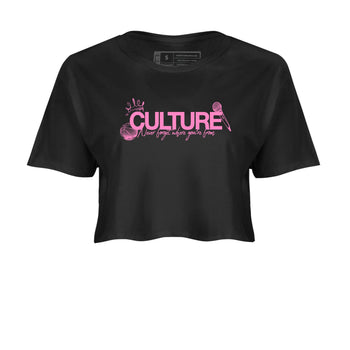 Perfect Valentine's Day Gifts graphic tee  – Sneaker Tees To Match Air Jordan 4 Pink Thunder – Culture Crop T-Shirt Black 2