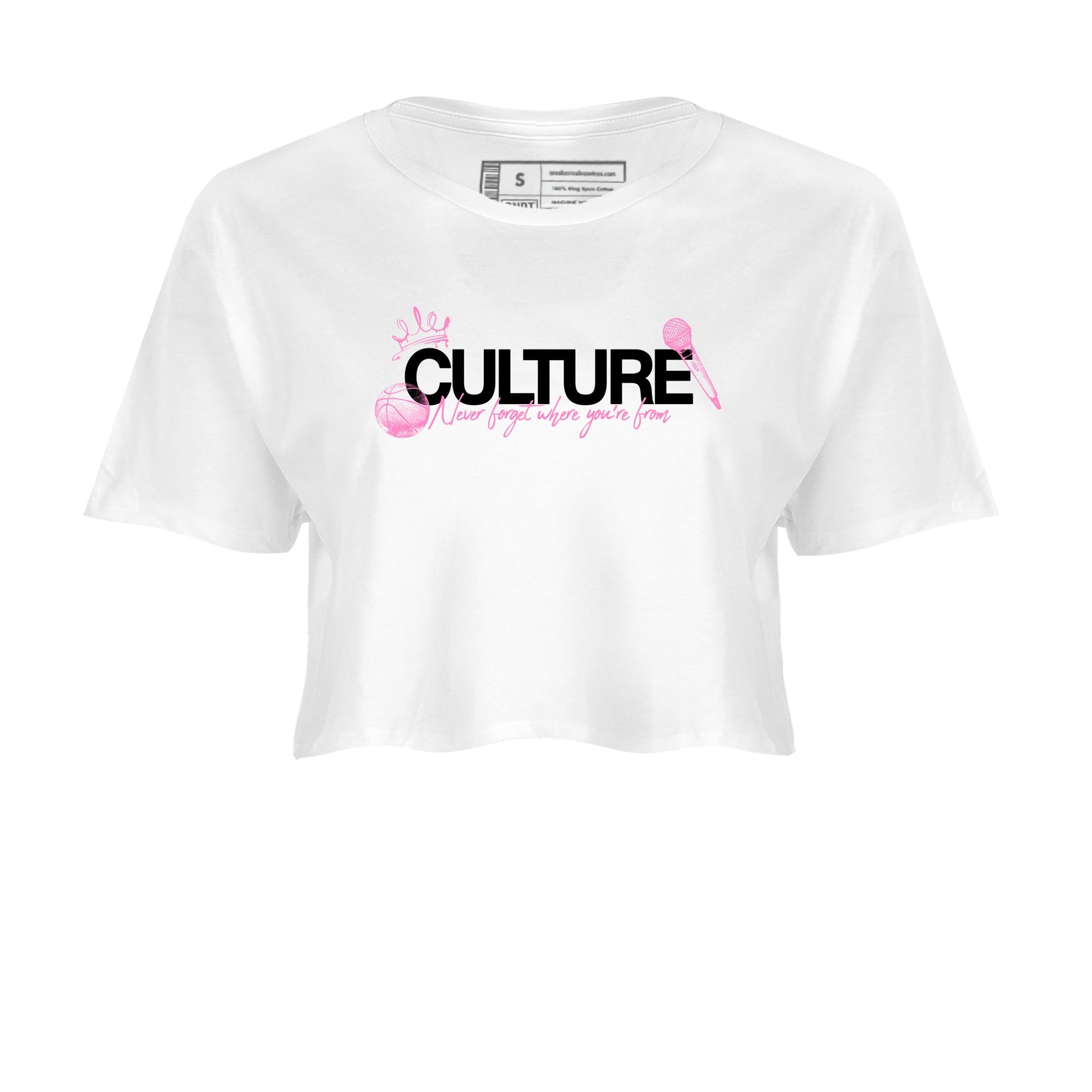 Perfect Valentine's Day Gifts graphic tee  – Sneaker Tees To Match Air Jordan 4 Pink Thunder – Culture Crop T-Shirt White 2