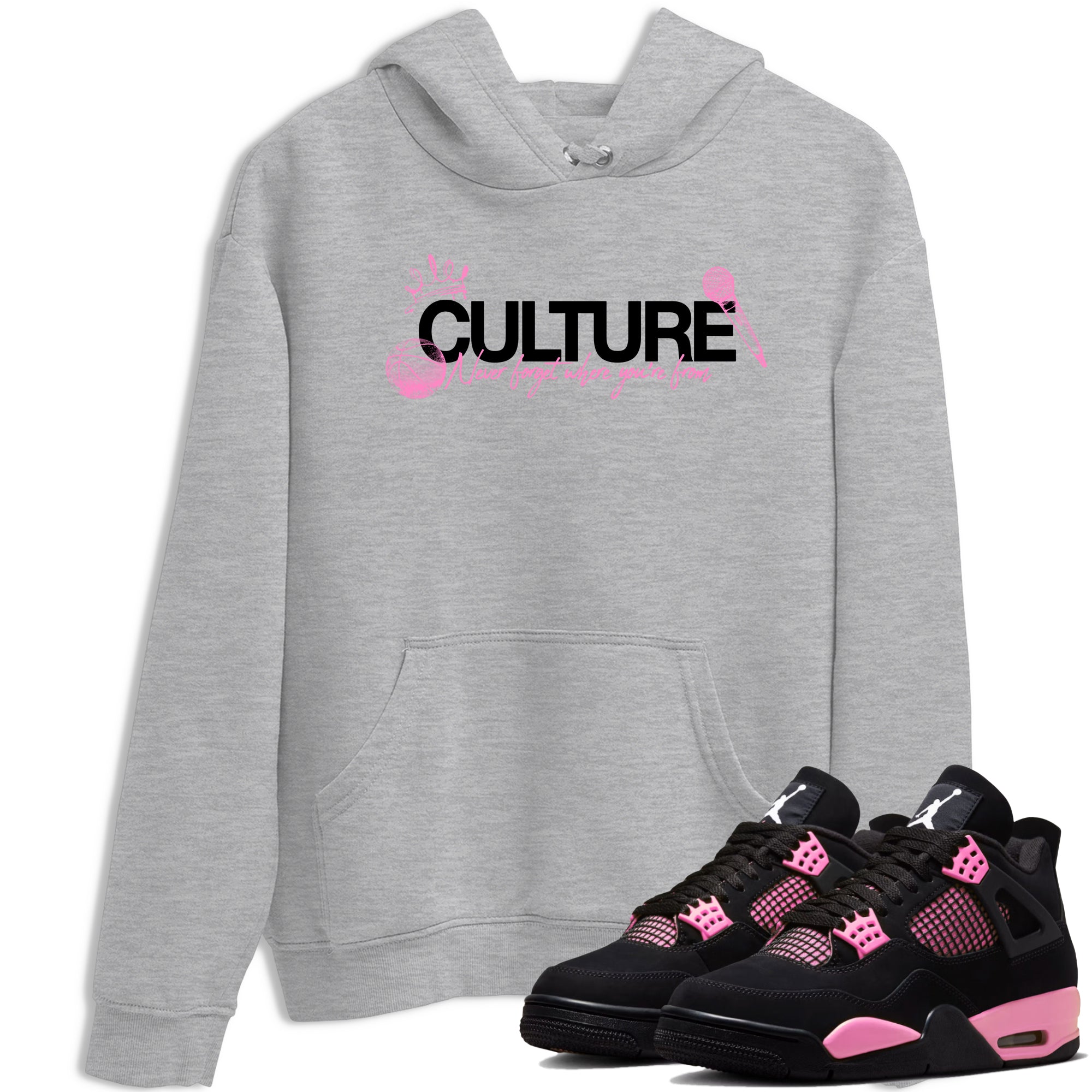 Perfect Valentine's Day Gifts graphic tee  – Sneaker Tees To Match Air Jordan 4 Pink Thunder – Culture Tee Heather Grey 1