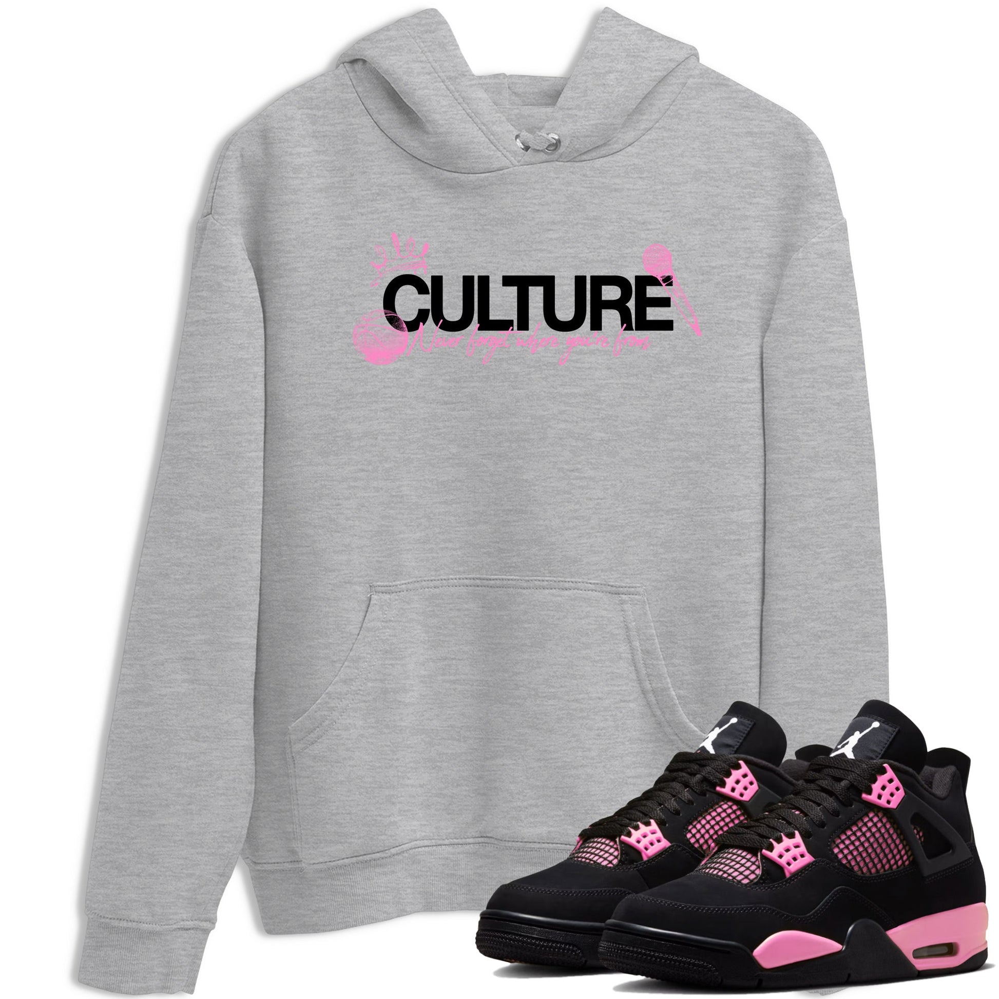 Perfect Valentine's Day Gifts graphic tee  – Sneaker Tees To Match Air Jordan 4 Pink Thunder – Culture Tee Heather Grey 1