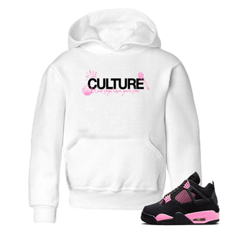 Perfect Valentine's Day Gifts graphic tee  – Sneaker Tees To Match Air Jordan 4 Pink Thunder – Culture Kids Graphic T-Shirt White 1