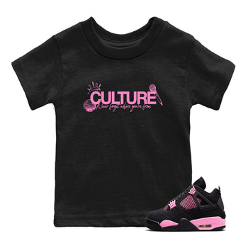 Perfect Valentine's Day Gifts graphic tee  – Sneaker Tees To Match Air Jordan 4 Pink Thunder – Culture Kids Graphic T-Shirt Black 1