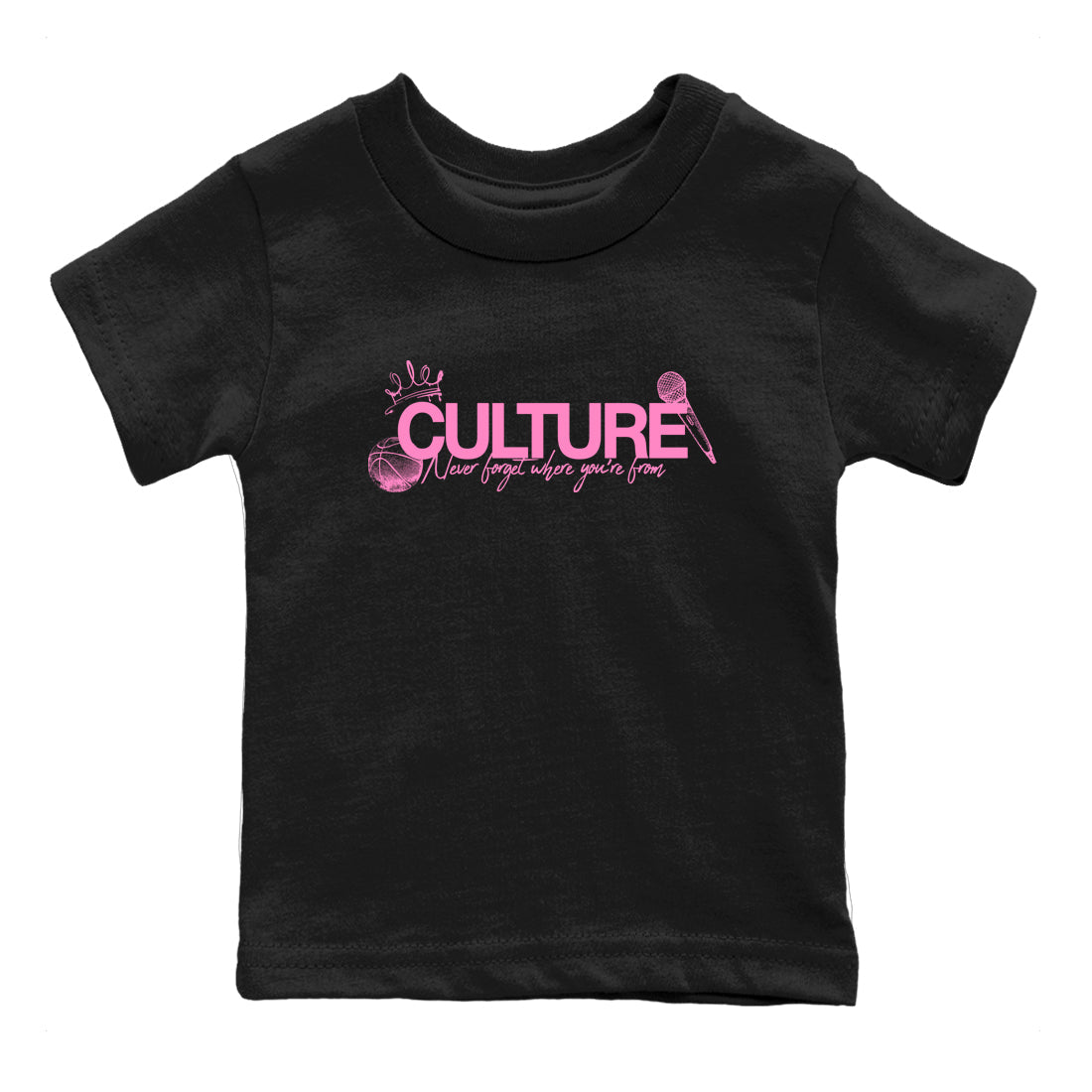 Perfect Valentine's Day Gifts graphic tee  – Sneaker Tees To Match Air Jordan 4 Pink Thunder – Culture Kids Graphic T-Shirt Black 2