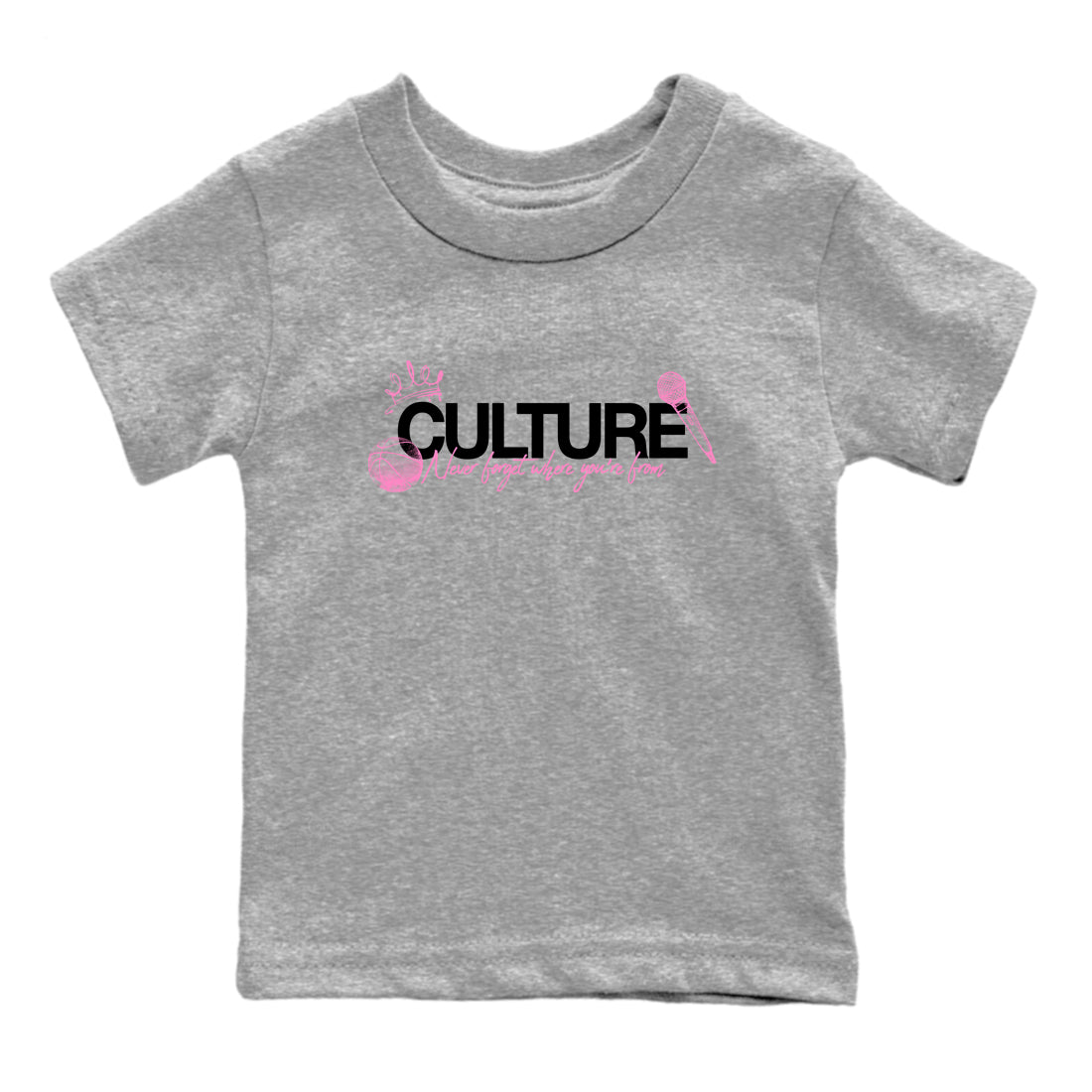 Perfect Valentine's Day Gifts graphic tee  – Sneaker Tees To Match Air Jordan 4 Pink Thunder – Culture Kids Graphic T-Shirt Heather Grey 2