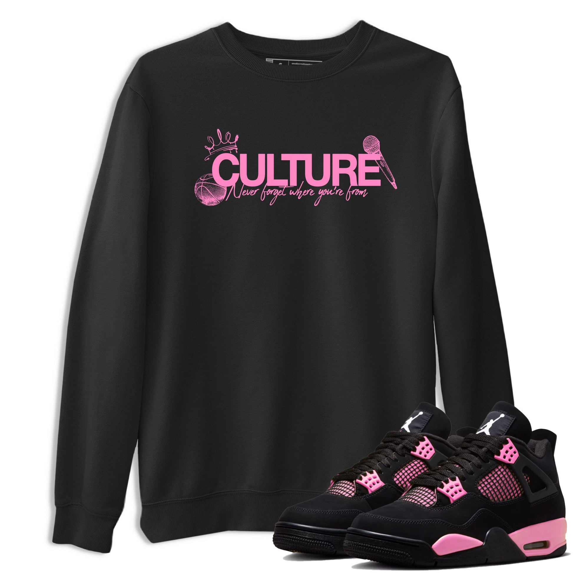 Perfect Valentine's Day Gifts graphic tee  – Sneaker Tees To Match Air Jordan 4 Pink Thunder – Culture Tee Black 1