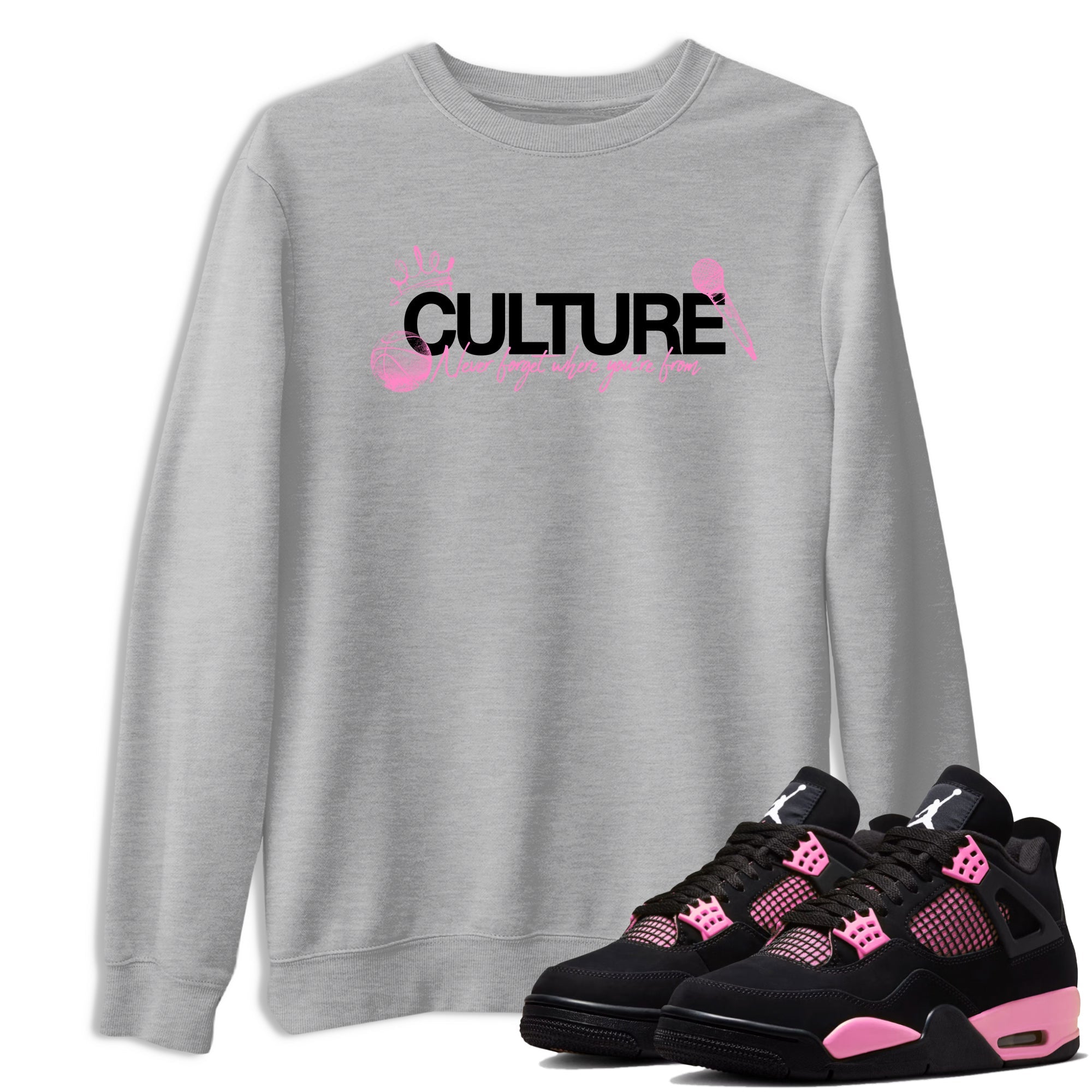 Perfect Valentine's Day Gifts graphic tee  – Sneaker Tees To Match Air Jordan 4 Pink Thunder – Culture Tee Heather Grey 1