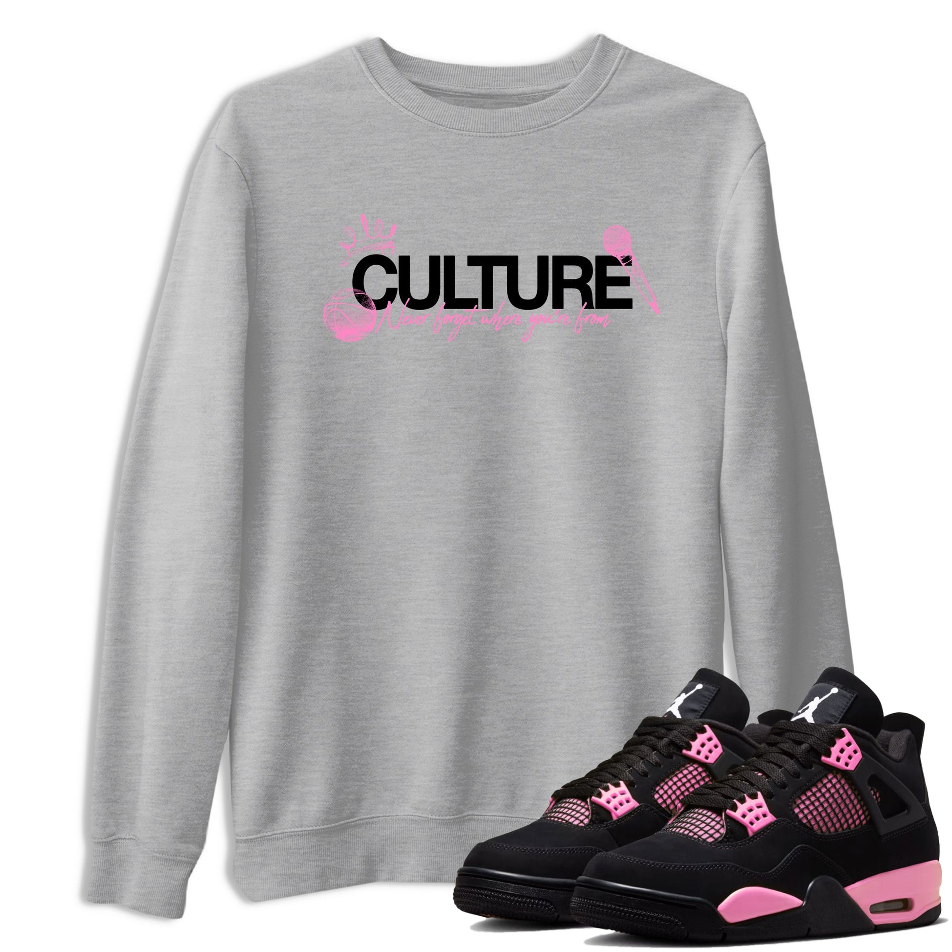 Perfect Valentine's Day Gifts graphic tee  – Sneaker Tees To Match Air Jordan 4 Pink Thunder – Culture Tee Heather Grey 1