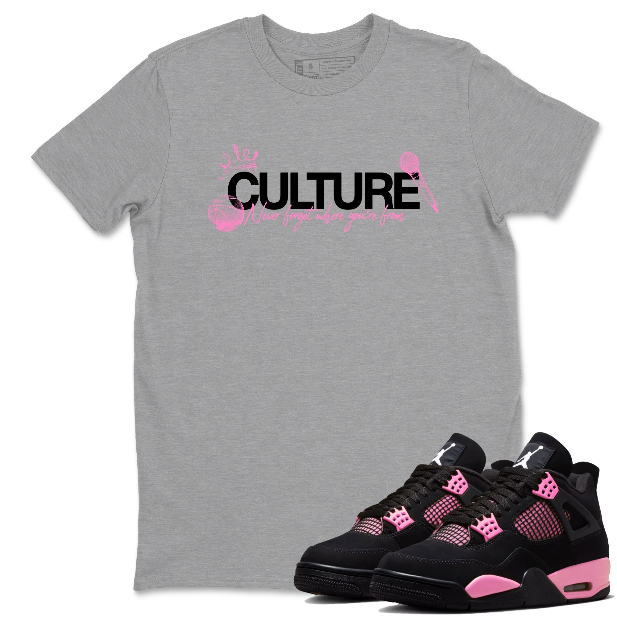 Perfect Valentine's Day Gifts graphic tee  – Sneaker Tees To Match Air Jordan 4 Pink Thunder – Culture Tee Heather Grey 1