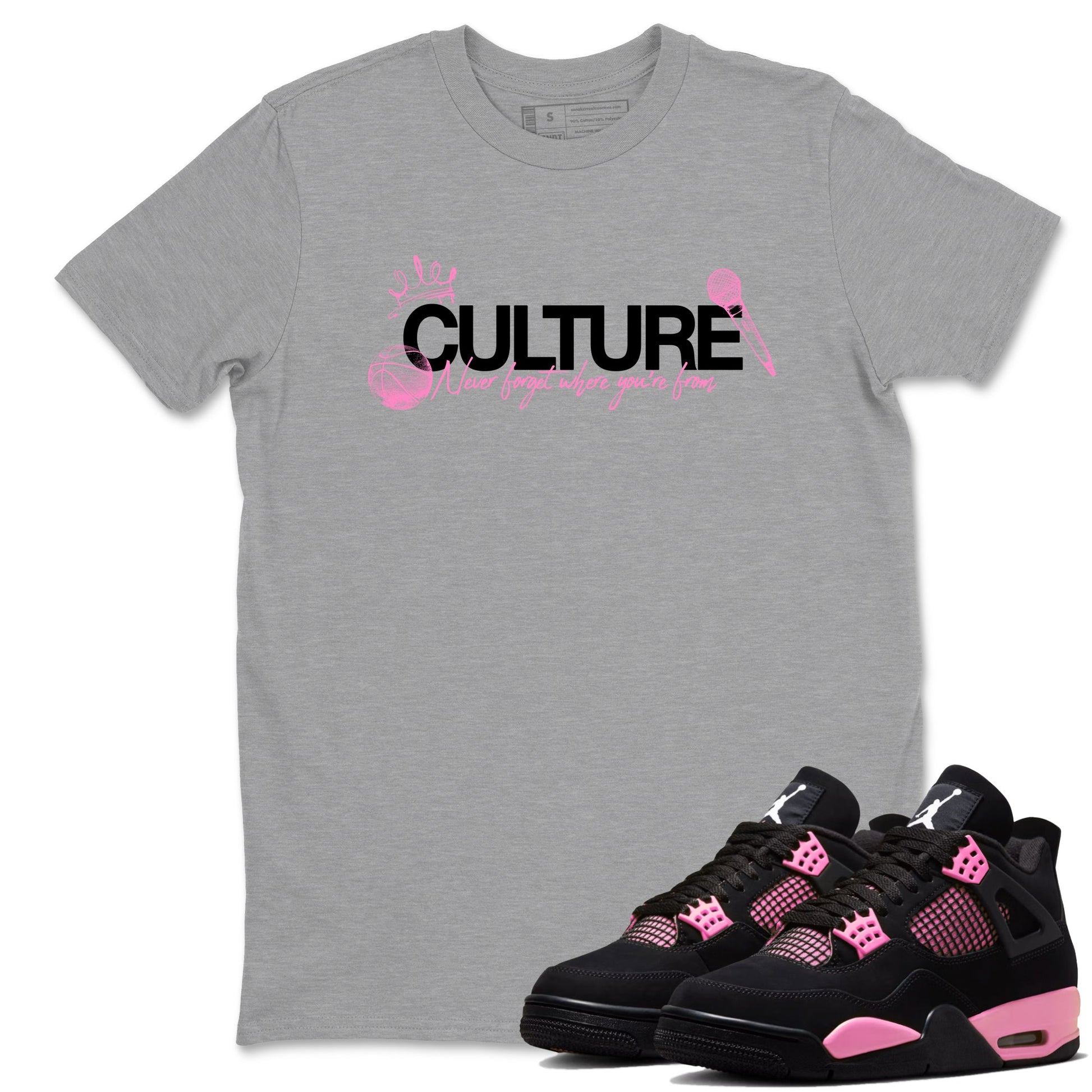 Perfect Valentine's Day Gifts graphic tee  – Sneaker Tees To Match Air Jordan 4 Pink Thunder – Culture Tee Heather Grey 1