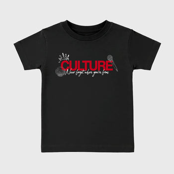Culture affordable baby and kids t-shirt designed to match the Air Jordan 4 Toro Bravo, featuring coordinated Black 2 options for the perfect little sneakerhead streetwear look.