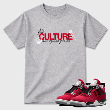 Culture Graphic T-Shirt sneaker match tee designed for the Air Jordan 4 Toro Bravo, featuring coordinated color options for a perfect streetwear match. Heather Grey 1 shirt.