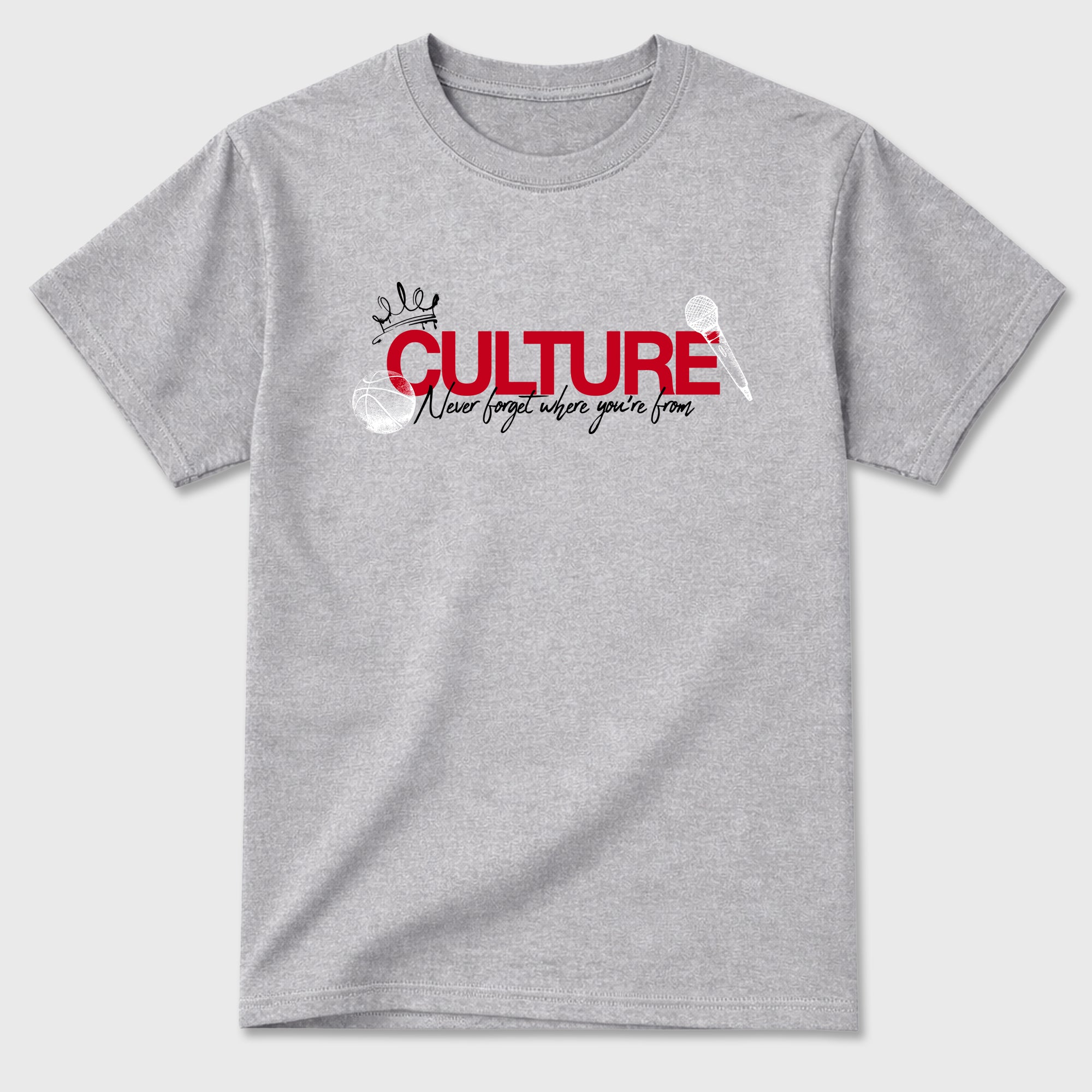 Culture Graphic T-Shirt sneaker match tee designed for the Air Jordan 4 Toro Bravo, featuring coordinated color options for a perfect streetwear match. Heather Grey 2 shirt.