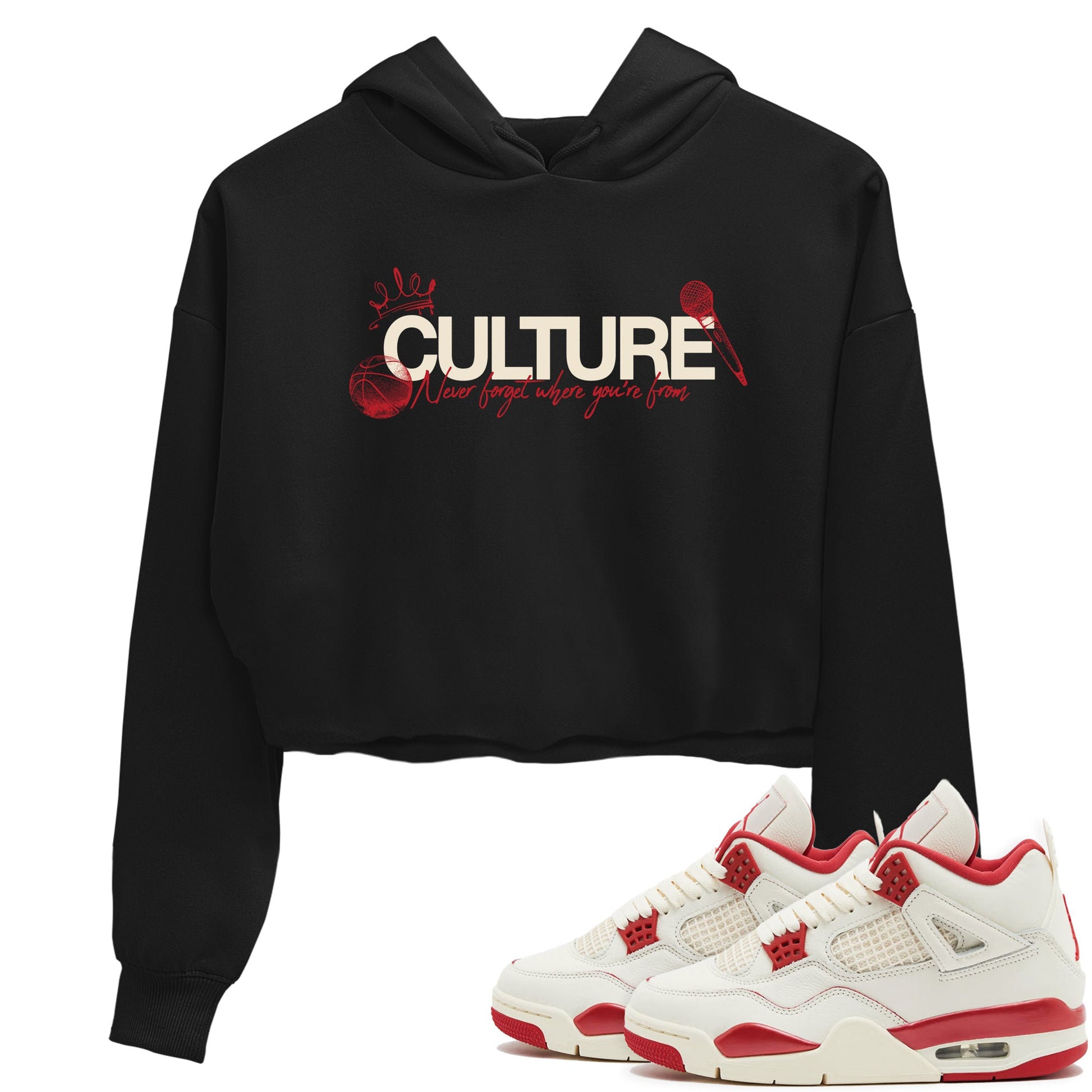 Sneaker match tees – Sneaker Tees To Match Air Jordan 4 Valentines Day Shoes – Culture Crop T-Shirt Black 1