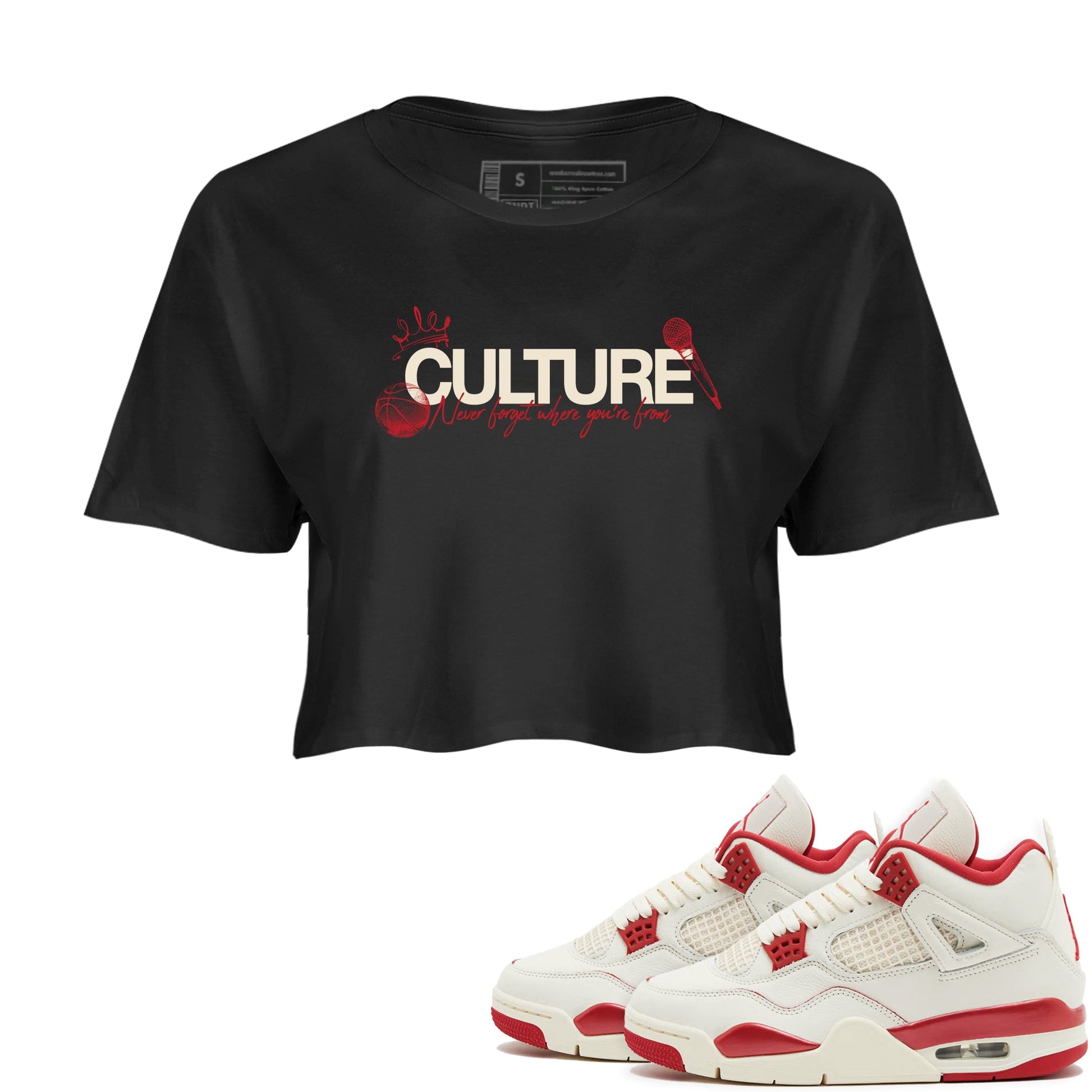 Sneaker match tees – Sneaker Tees To Match Air Jordan 4 Valentines Day Shoes – Culture Crop T-Shirt Black 1
