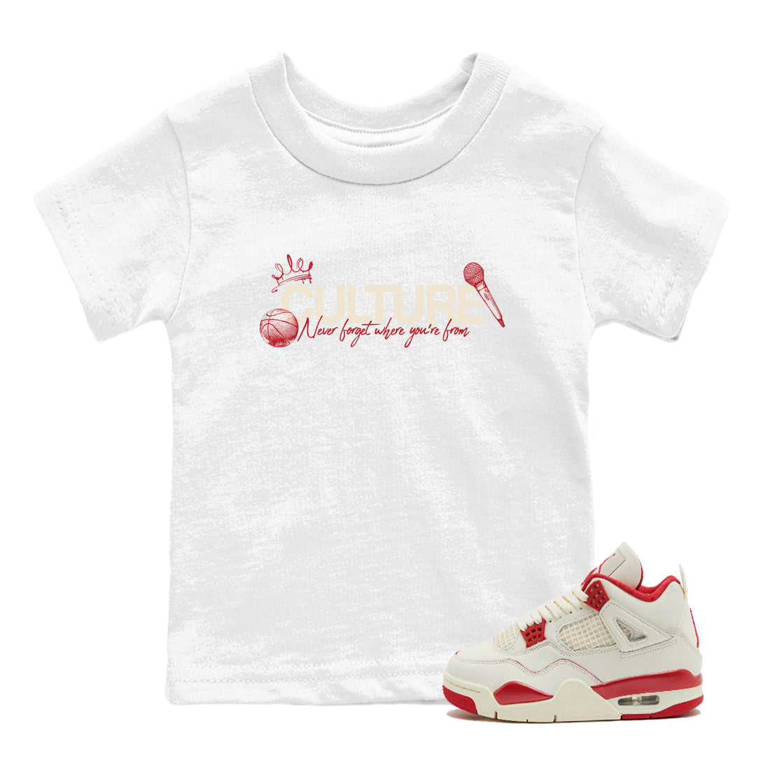 Sneaker match tees – Sneaker Tees To Match Air Jordan 4 Valentines Day Shoes – Culture Kids T-Shirt White 1