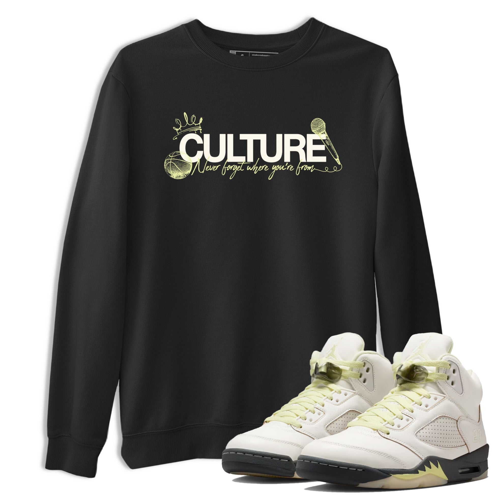 Sneaker match tees – Streetwear Graphic Tees Air Jordan 5 Luminous Green Sneakers – Culture Graphic Tee Black 1