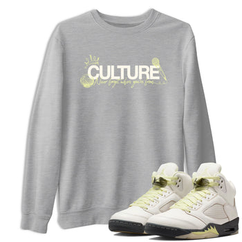 Sneaker match tees – Streetwear Graphic Tees Air Jordan 5 Luminous Green Sneakers – Culture Graphic Tee Heather Grey 1