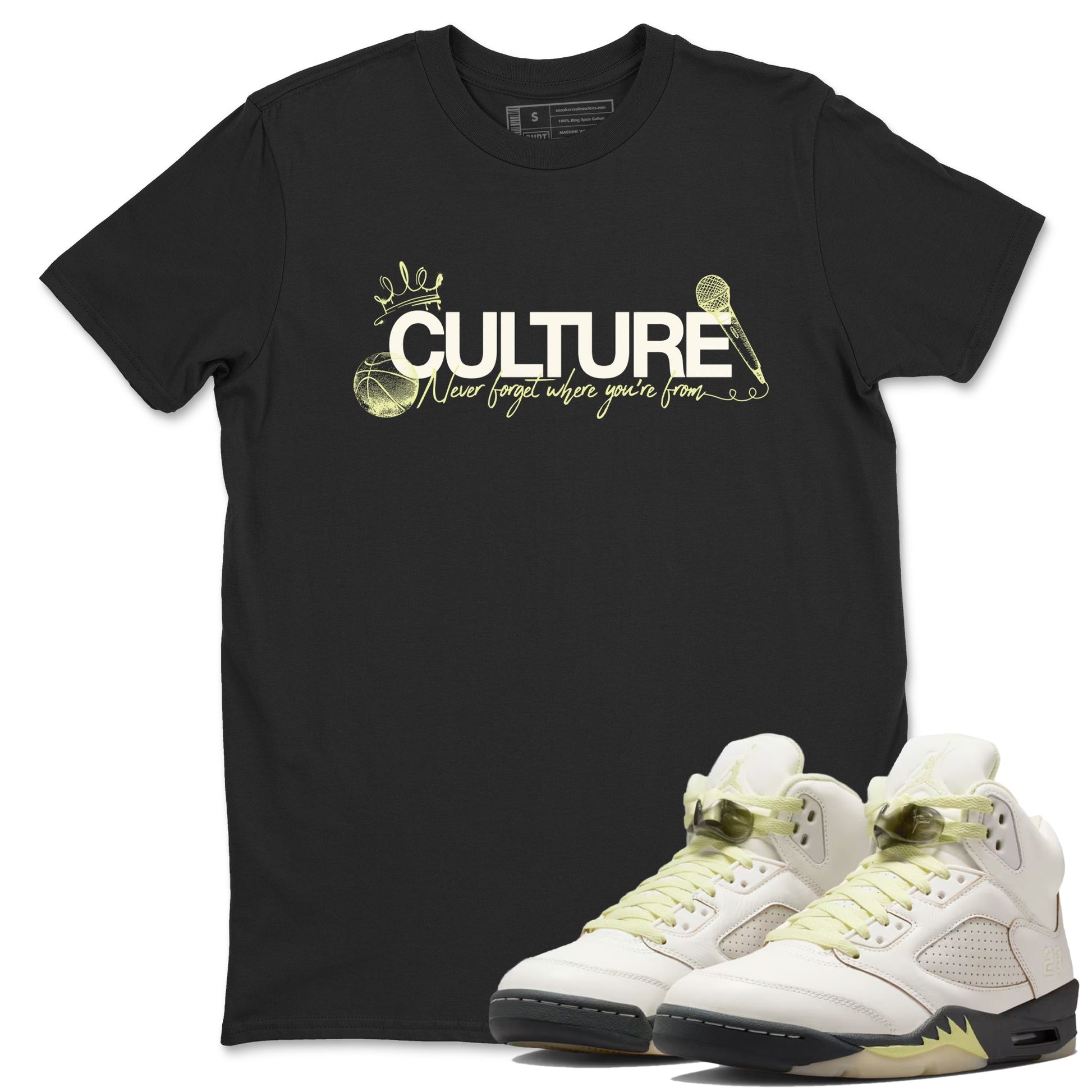 Sneaker match tees – Streetwear Graphic Tees Air Jordan 5 Luminous Green Sneakers – Culture Graphic Tee Black 1