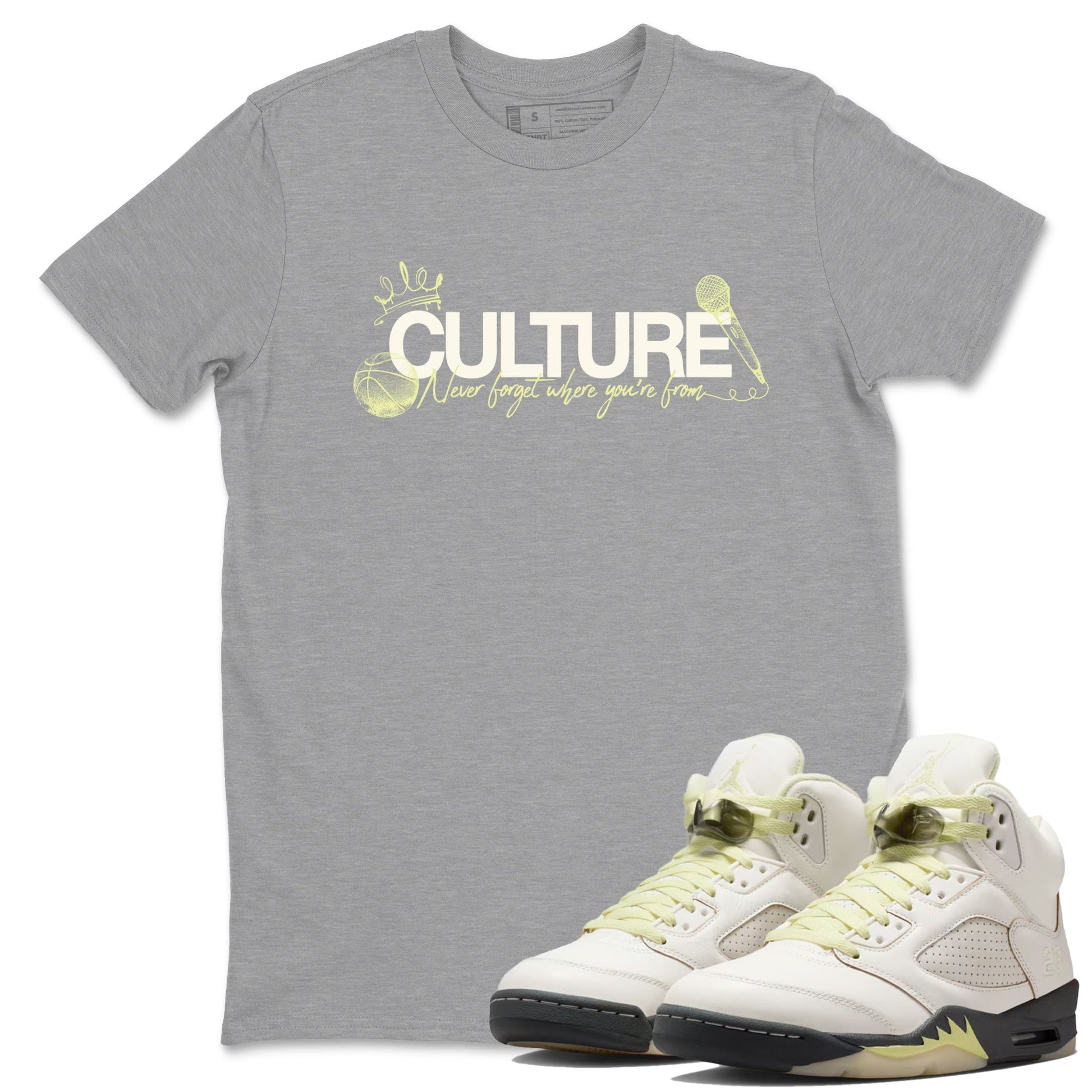 Sneaker match tees – Streetwear Graphic Tees Air Jordan 5 Luminous Green Sneakers – Culture Graphic Tee Heather Grey 1