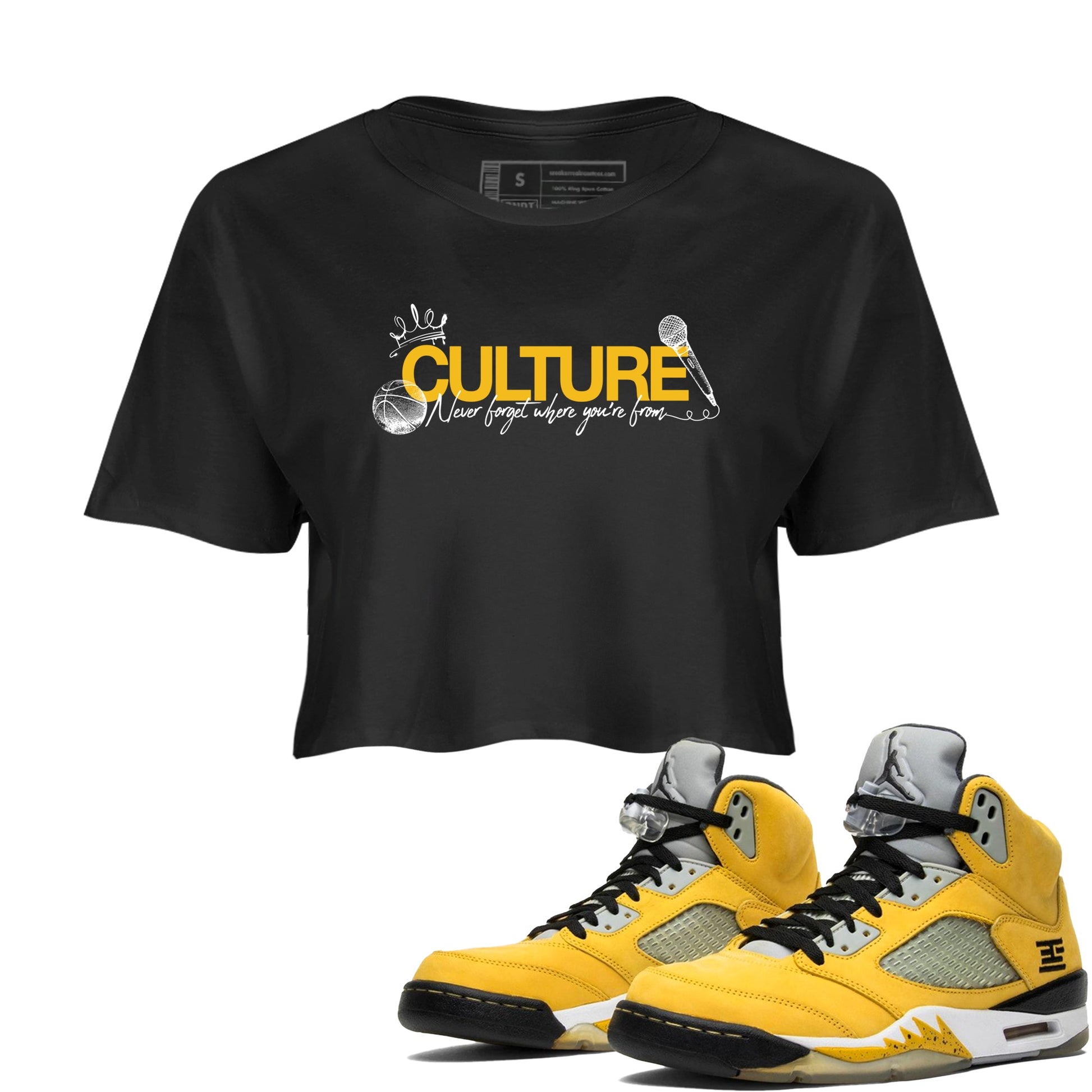 Sneaker match tees – Sneaker Tees To Match Air Jordan 5 Tokyo Shoes – Culture Crop T-Shirt Black 1