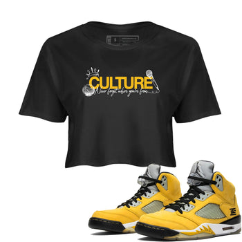 Sneaker match tees – Sneaker Tees To Match Air Jordan 5 Tokyo Shoes – Culture Crop T-Shirt Black 1