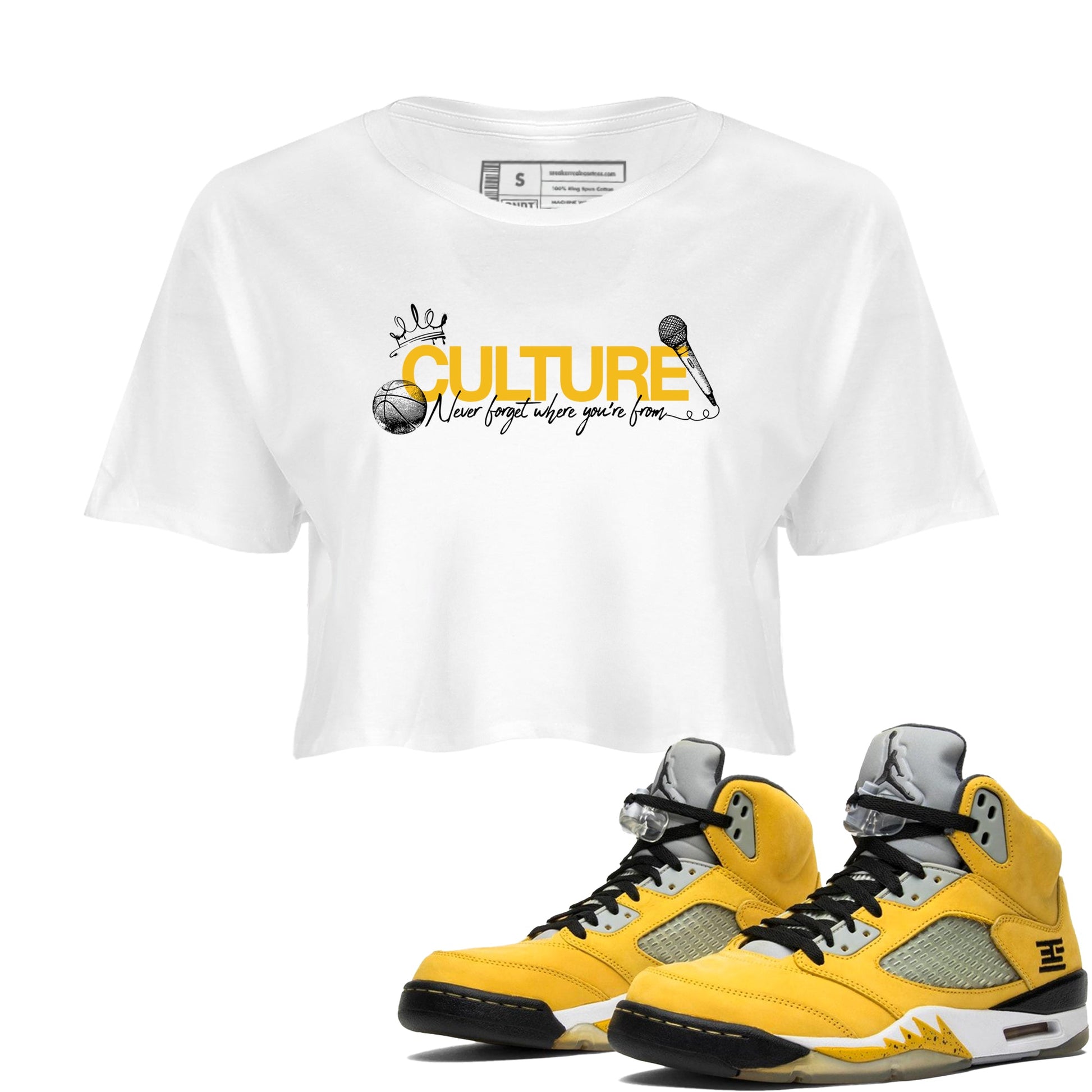 Sneaker match tees – Sneaker Tees To Match Air Jordan 5 Tokyo Shoes – Culture Crop T-Shirt White 1