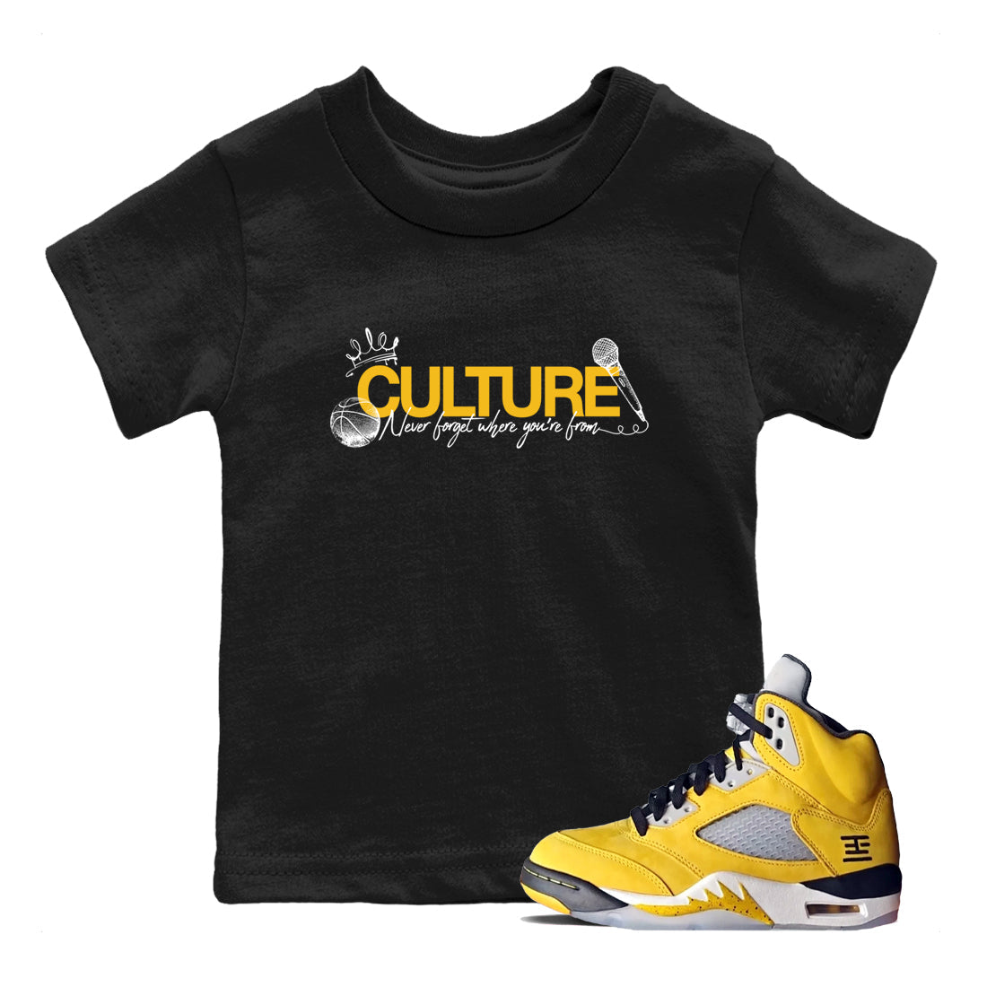 Sneaker match tees – Sneaker Tees To Match Air Jordan 5 Tokyo Shoes – Culture Kids T-Shirt Black 1
