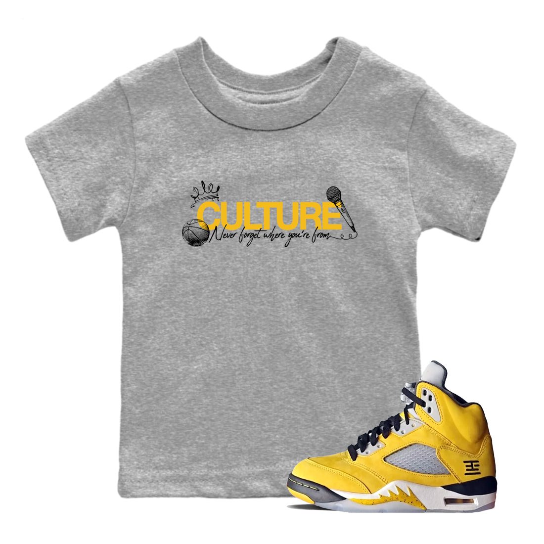 Sneaker match tees – Sneaker Tees To Match Air Jordan 5 Tokyo Shoes – Culture Kids T-Shirt Heather Grey 1