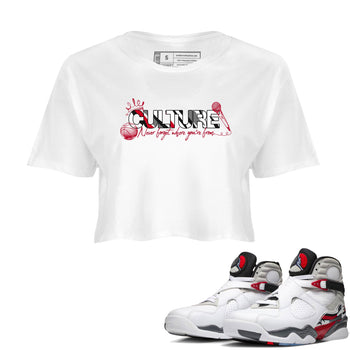 Sneaker match tees – Sneaker Tees To Match Air Jordan 8 Bunny Shoes Air Jordan 8 White and True Red – Culture Crop T-Shirt White 1