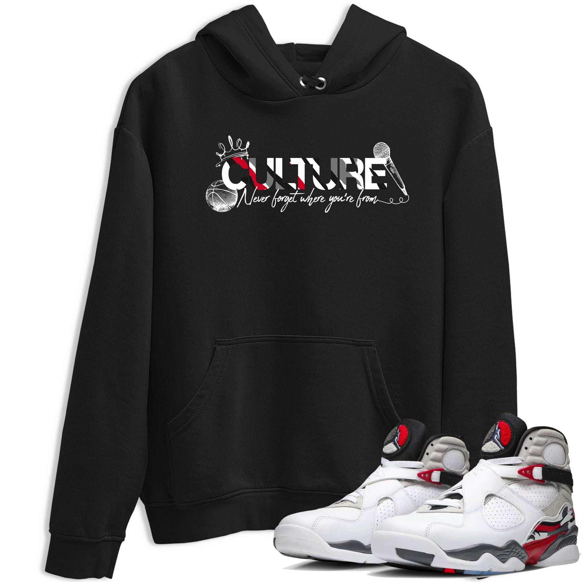 Sneaker match tees – Sneaker Tees To Match Air Jordan 8 Bunny Shoes Air Jordan 8 White and True Red – Culture Tee Black 1