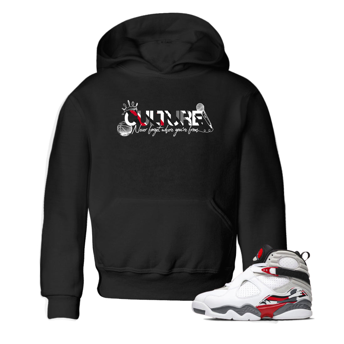 Sneaker match tees – Sneaker Tees To Match Air Jordan 8 Bunny Shoes Air Jordan 8 White and True Red – Culture Kids T-Shirt Black 1