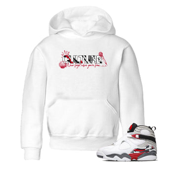 Sneaker match tees – Sneaker Tees To Match Air Jordan 8 Bunny Shoes Air Jordan 8 White and True Red – Culture Kids T-Shirt White 1
