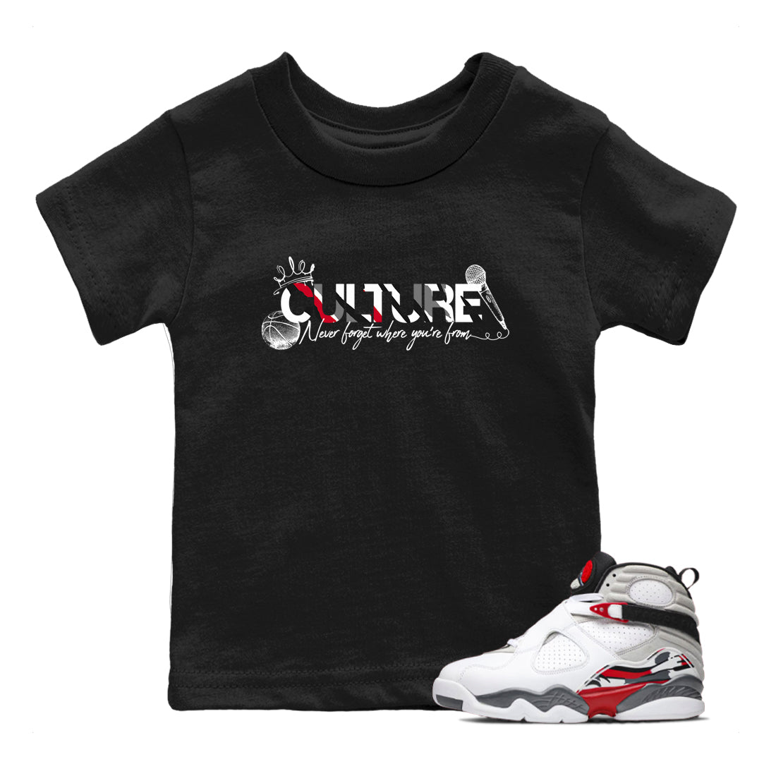 Sneaker match tees – Sneaker Tees To Match Air Jordan 8 Bunny Shoes Air Jordan 8 White and True Red – Culture Kids T-Shirt Black 1