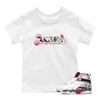 Sneaker match tees – Sneaker Tees To Match Air Jordan 8 Bunny Shoes Air Jordan 8 White and True Red – Culture Kids T-Shirt White 1