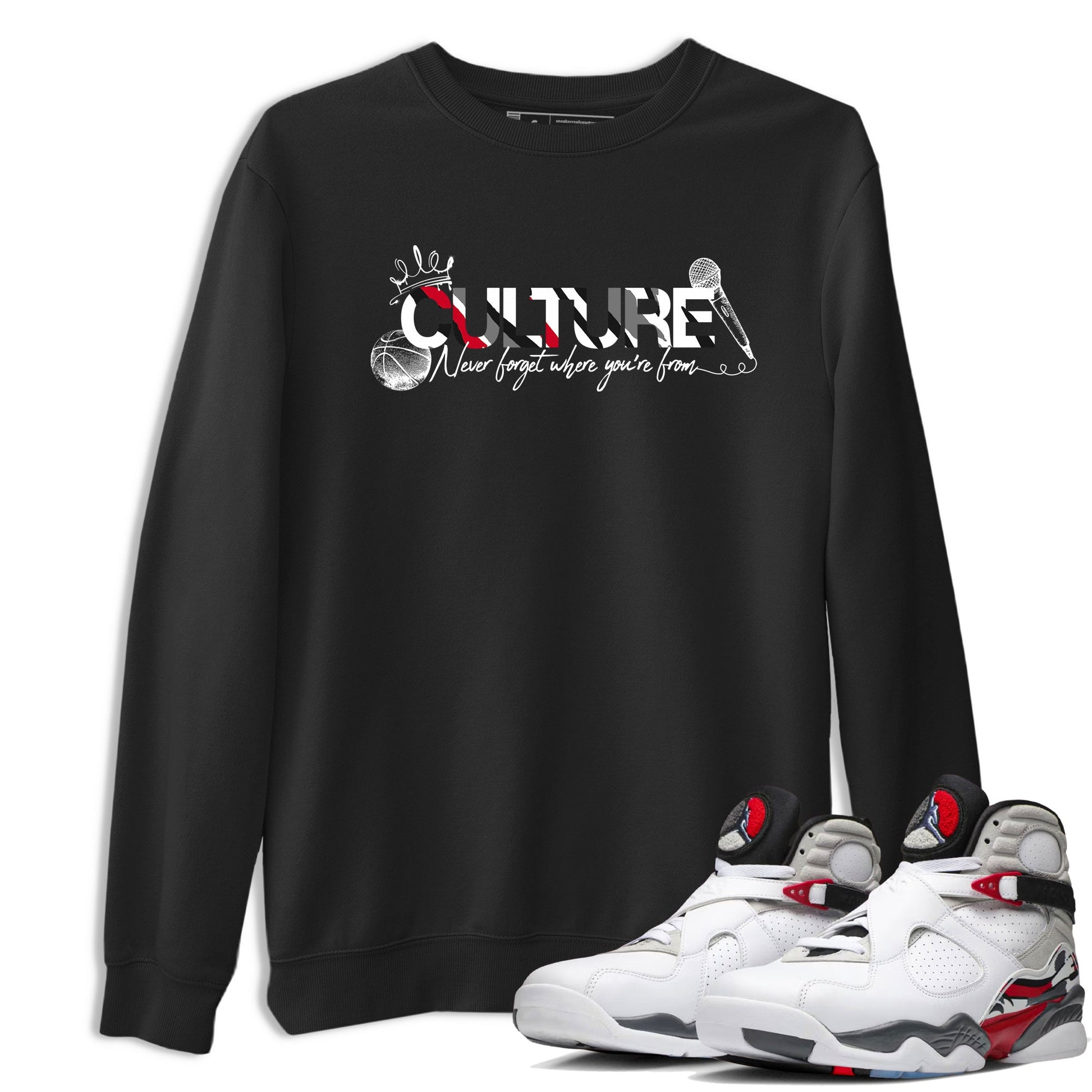 Sneaker match tees – Sneaker Tees To Match Air Jordan 8 Bunny Shoes Air Jordan 8 White and True Red – Culture Tee Black 1